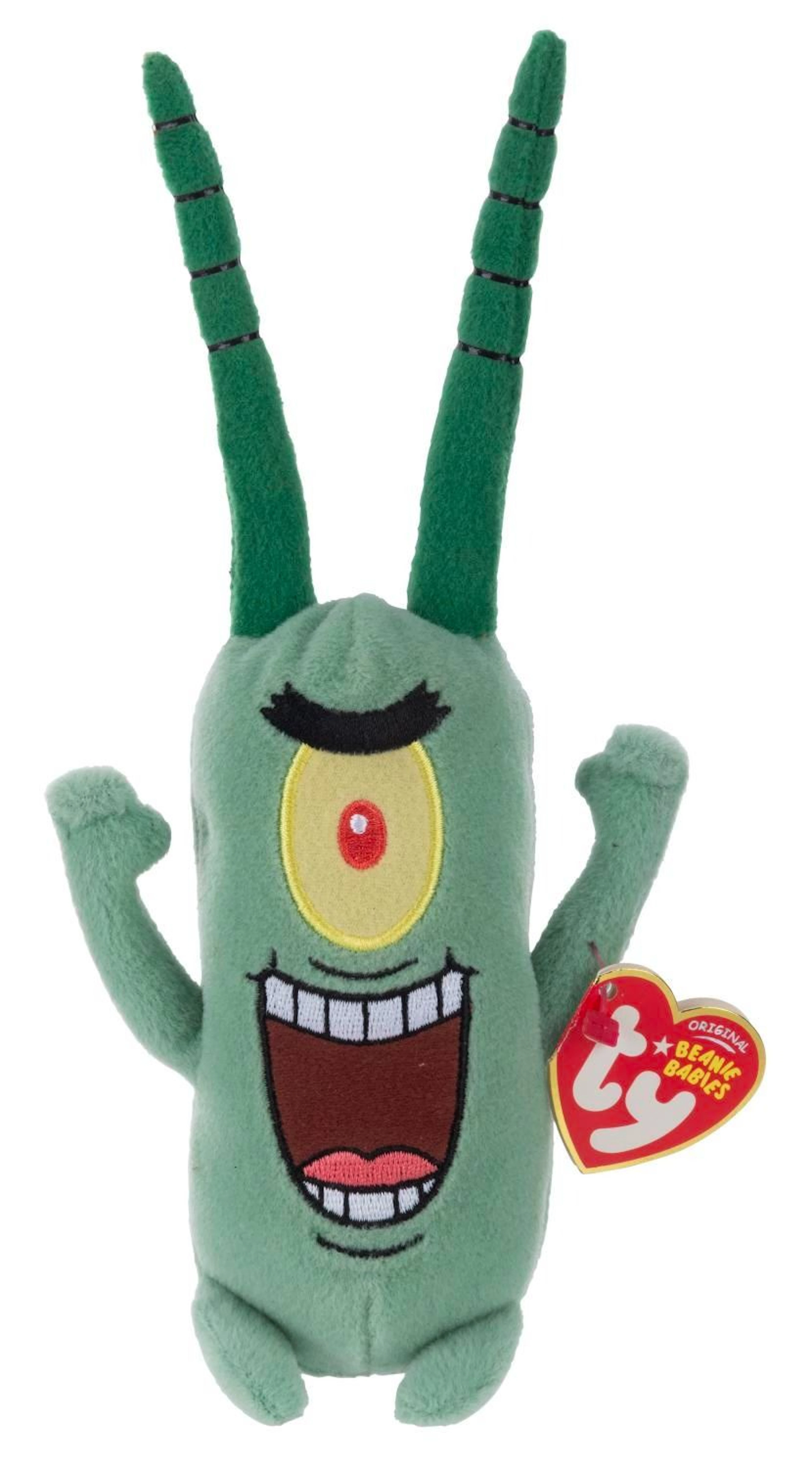 A SpongeBob Plankton Beanie Baby.