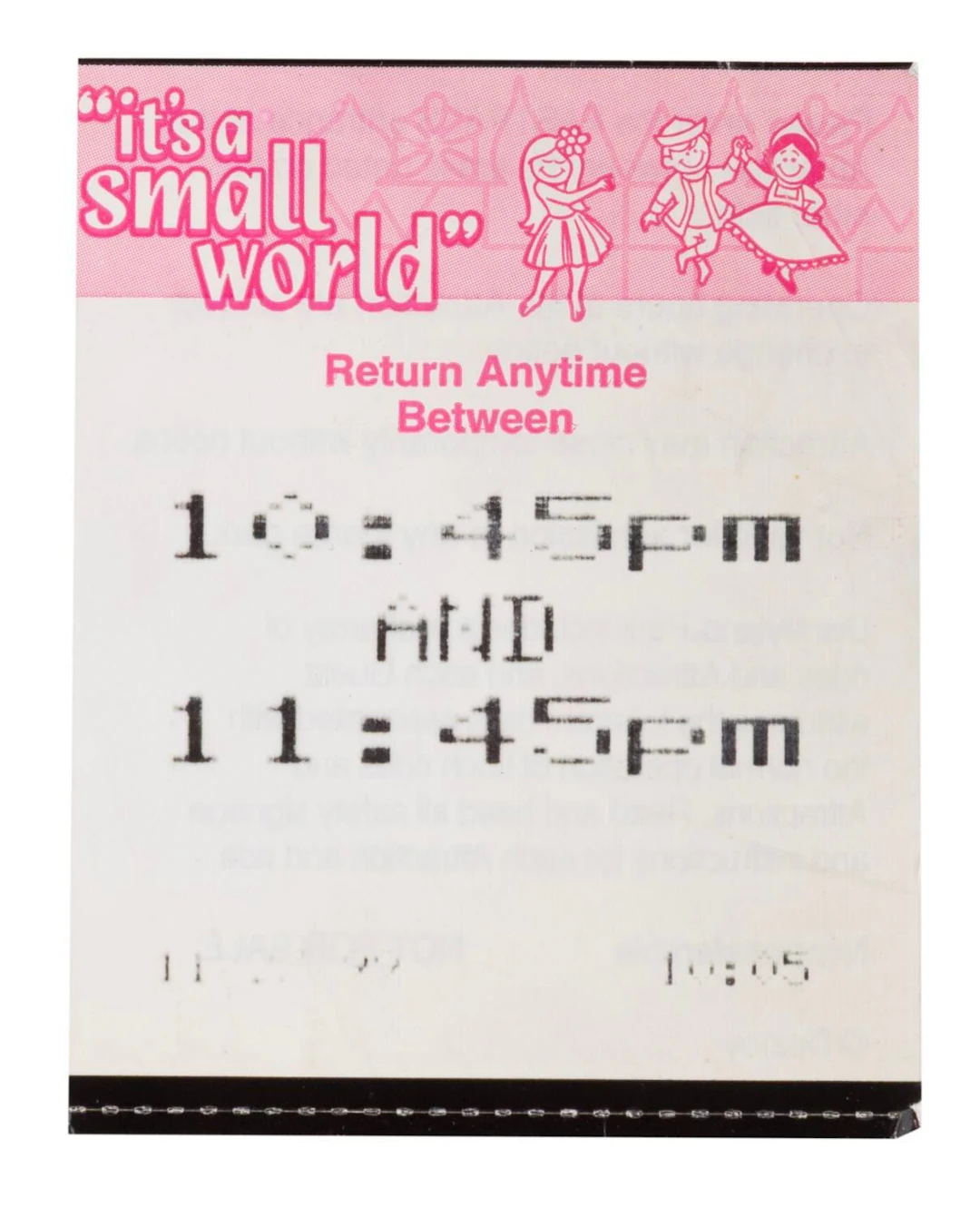 The Original 1999 It's a Small World FastPass.