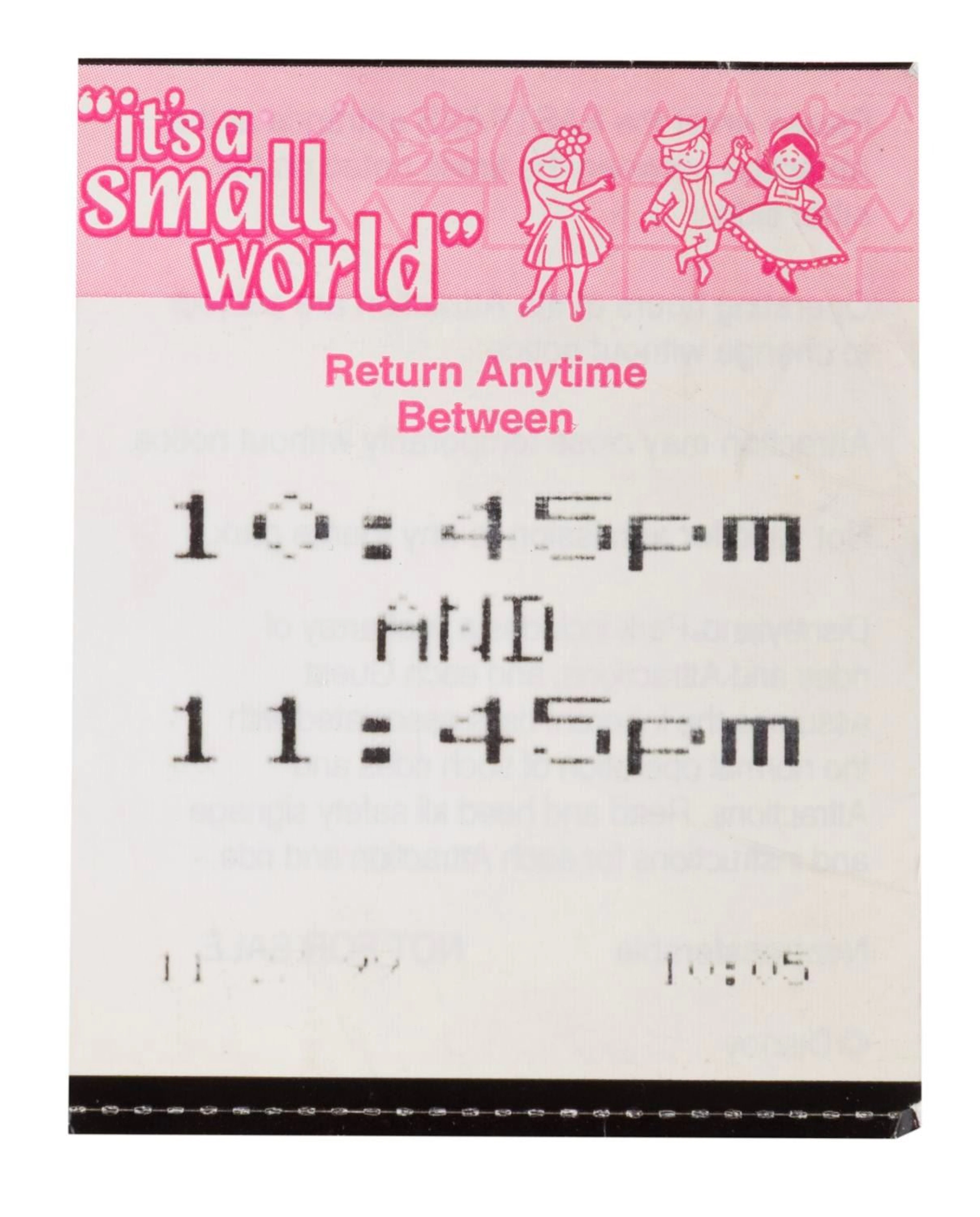 The Original 1999 It's a Small World FastPass.