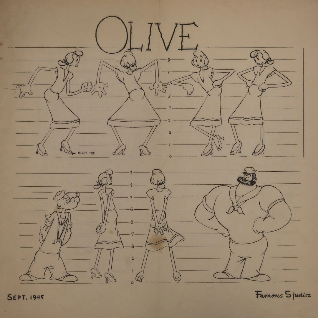An Olive Oyl/Popeye Model Sheet.