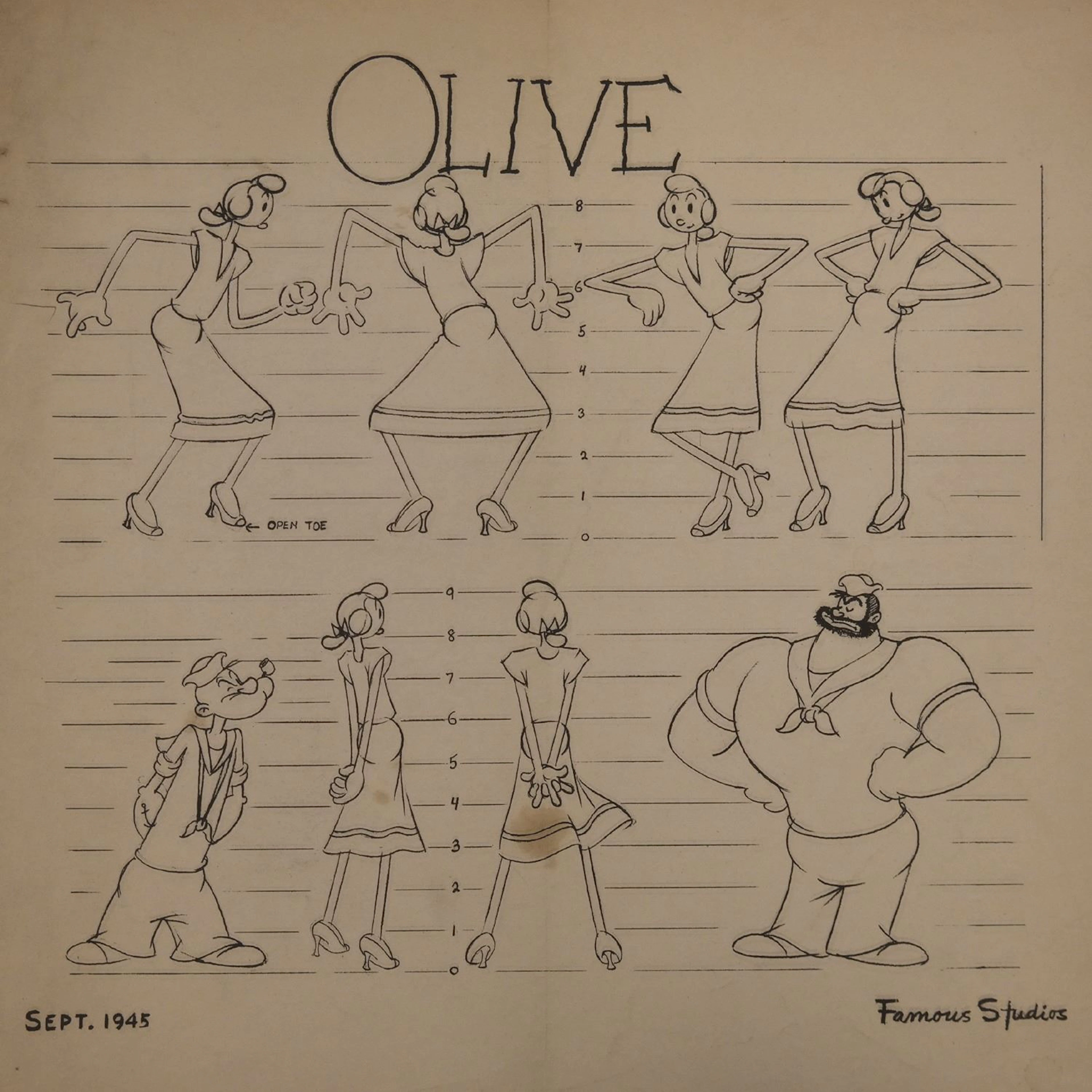 An Olive Oyl/Popeye Model Sheet.