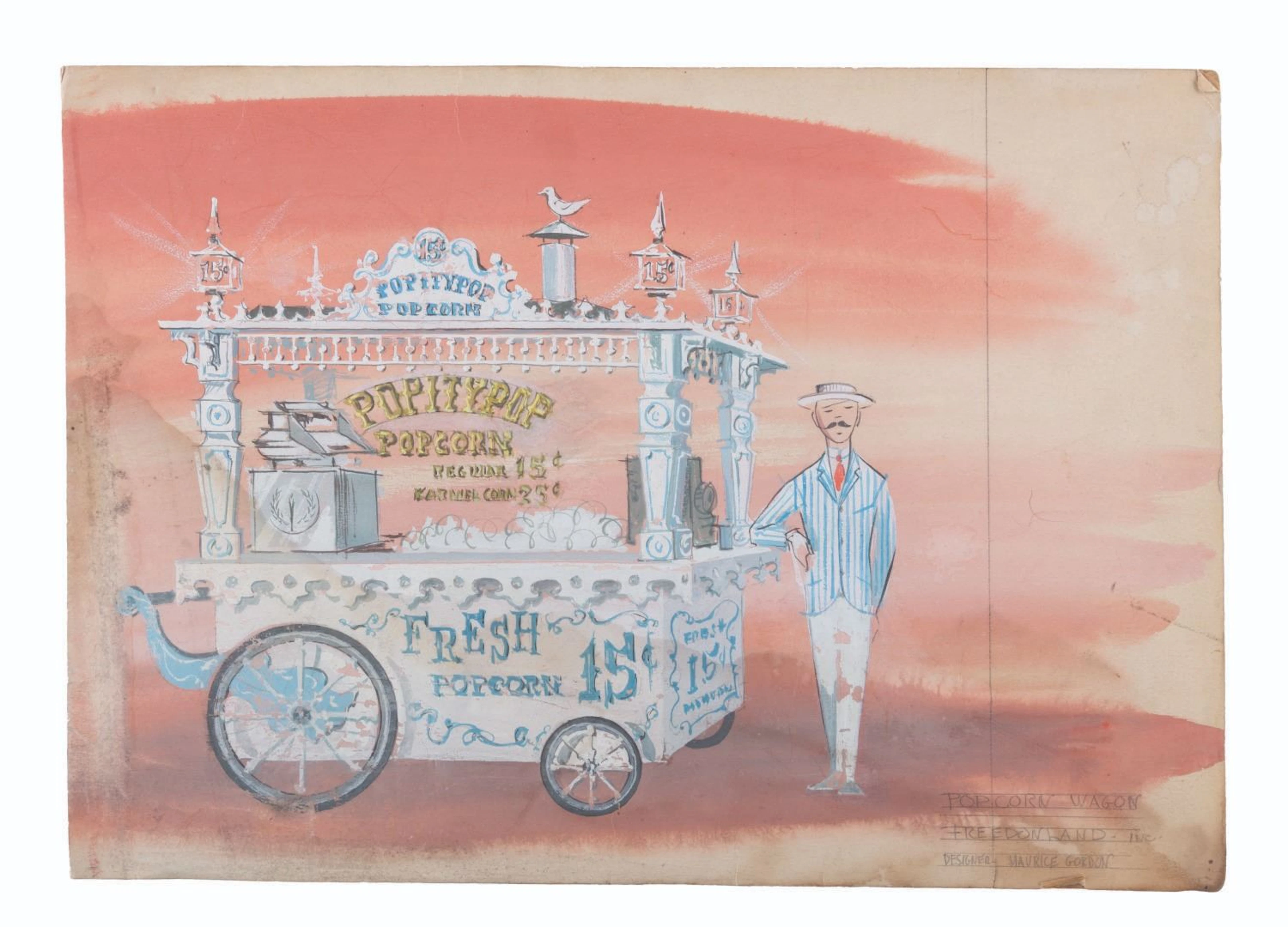 A Freedomland Popcorn Wagon Concept Painting.