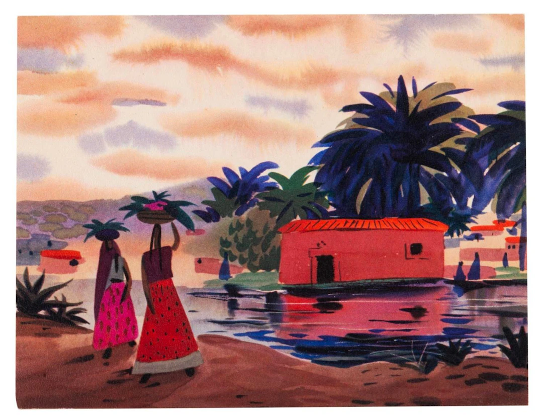 A Very Early Mary Blair "River Scene" Hallmark Card.