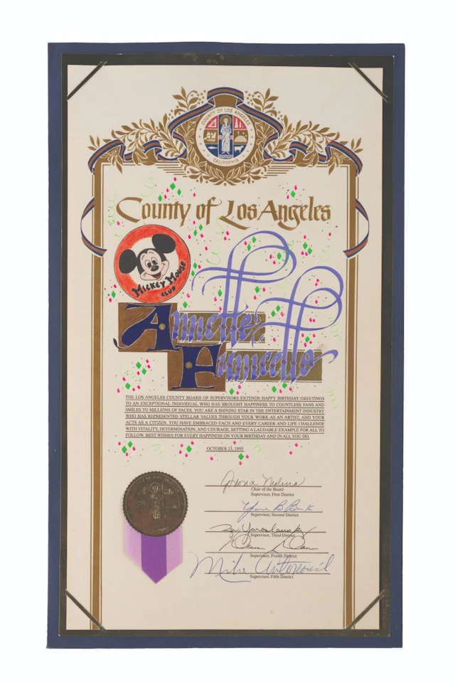 Annette Funicello's Birthday Greeting from Los Angeles County.