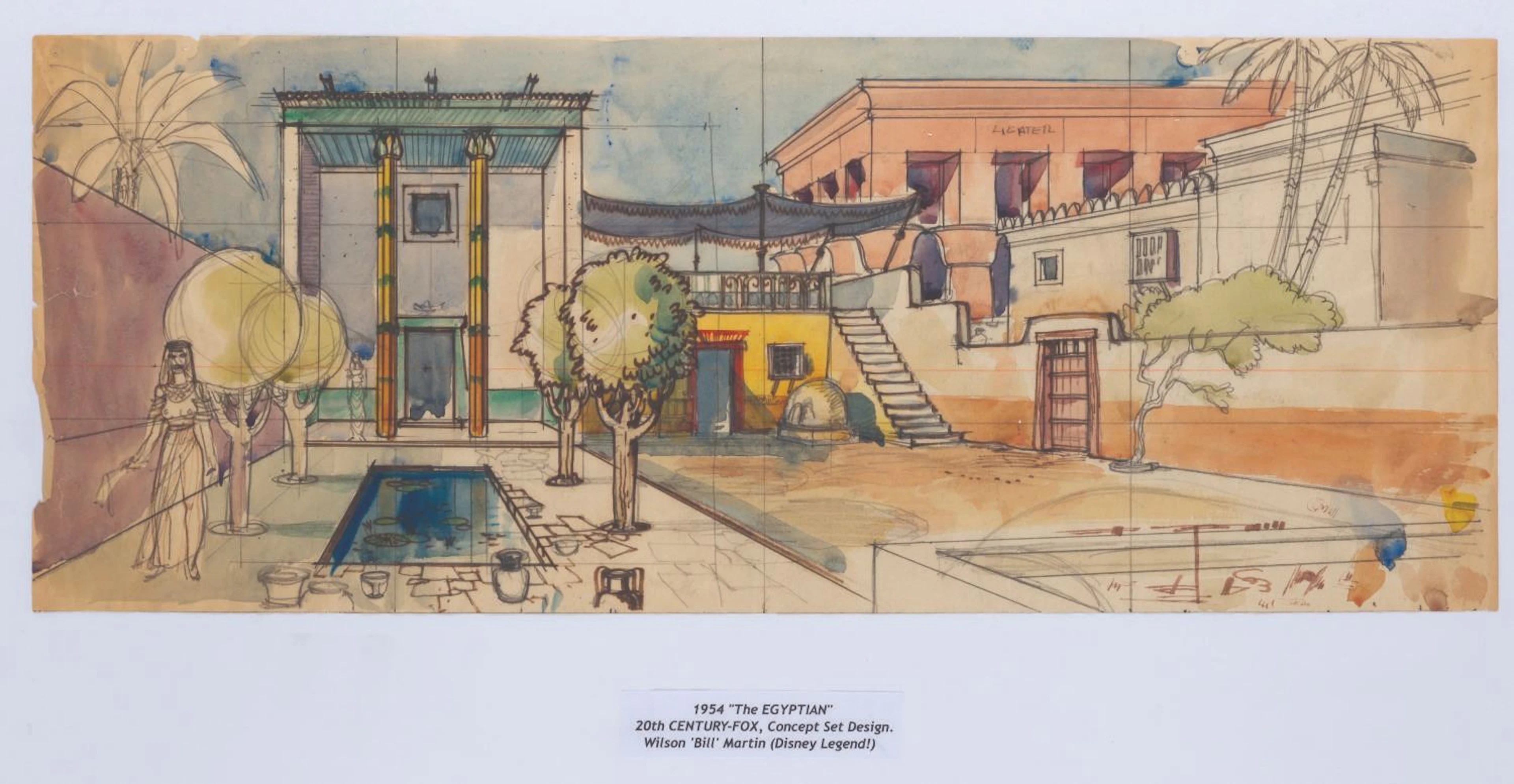 A Bill Martin "The Egyptian" Concept Set Design Painting.