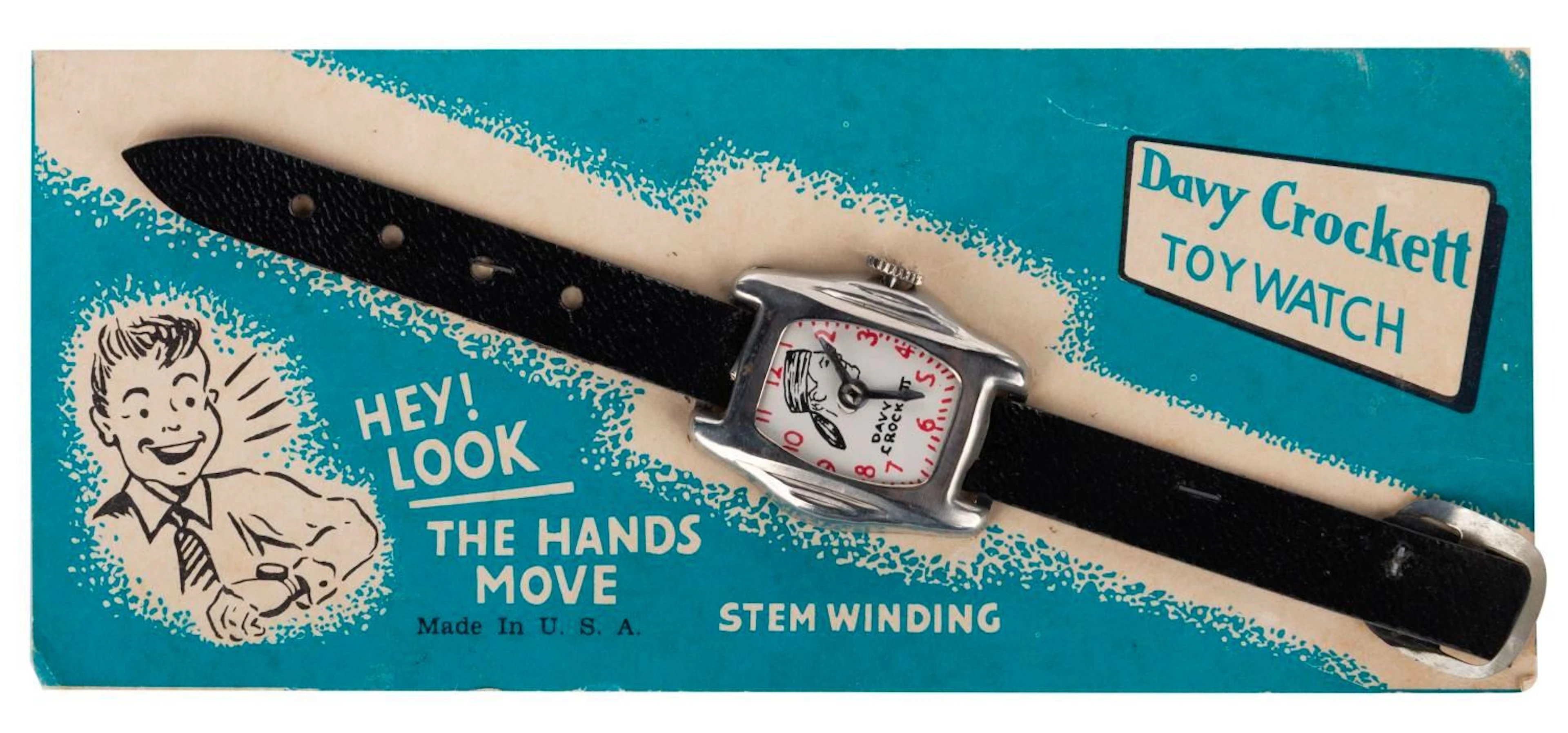 A Davy Crockett Toy Watch on Card.