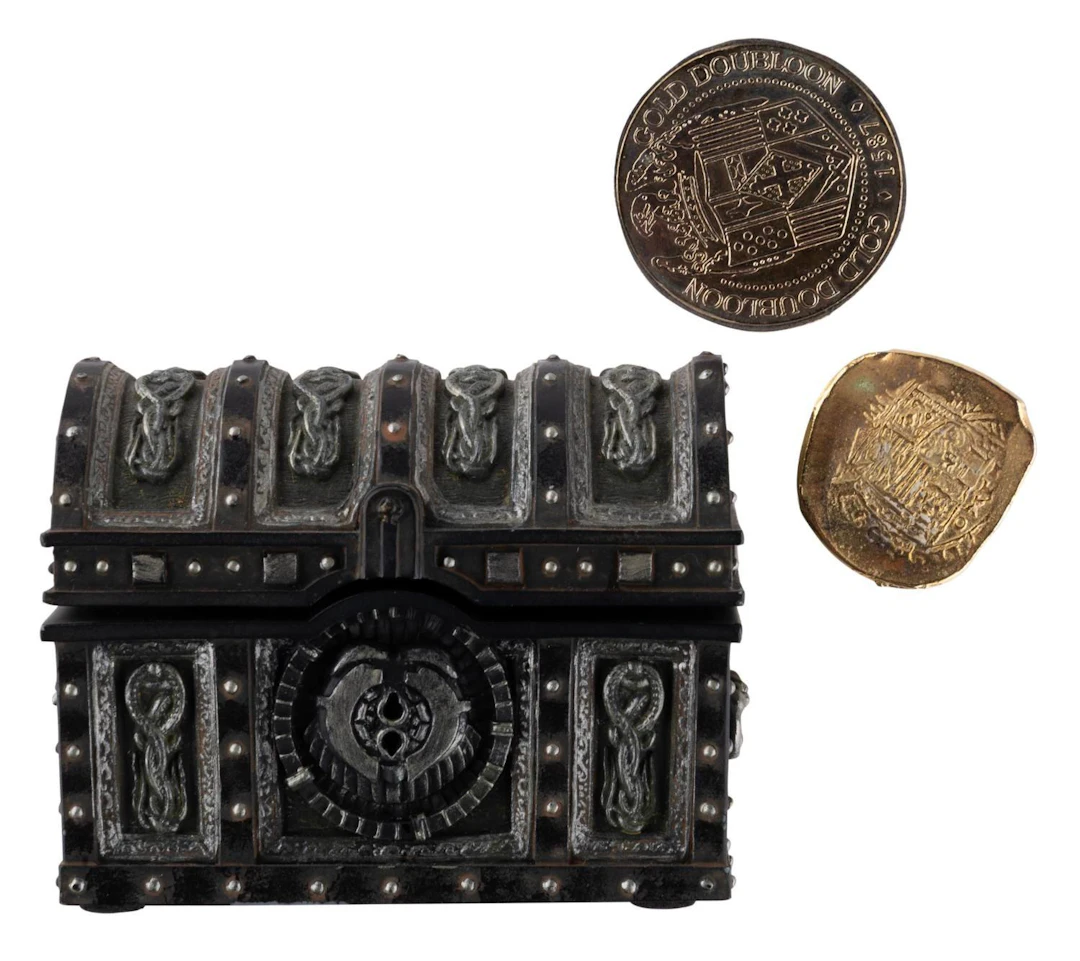 A "Pirates of the Caribbean" Dead Man's Chest & Coins.