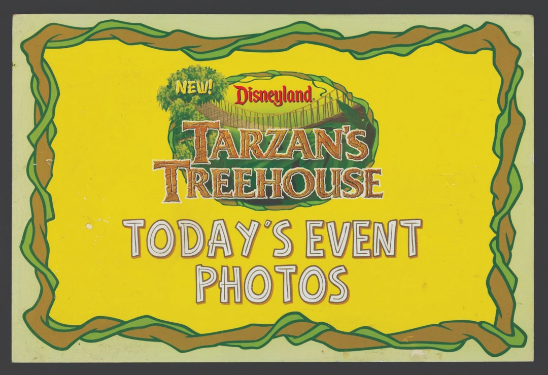 A Tarzan's Treehouse Event Photos Sign.
