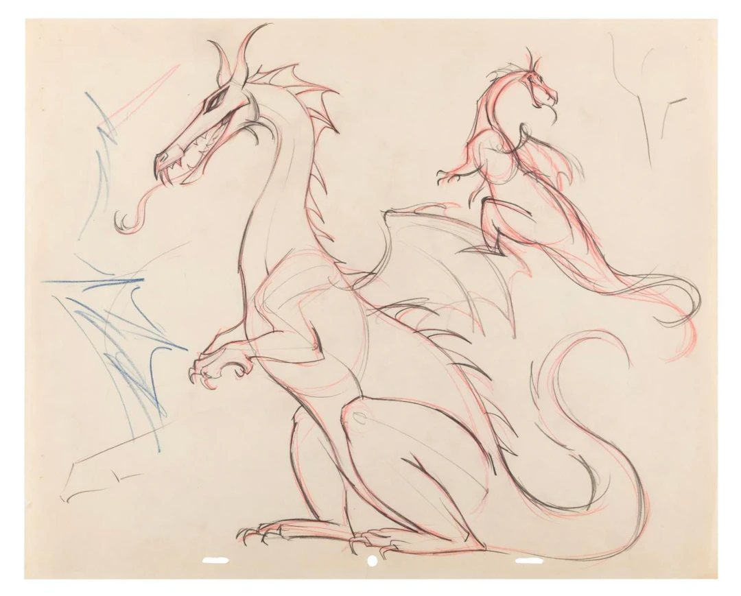 A “Sleeping Beauty” Maleficent Dragon Development Drawing.