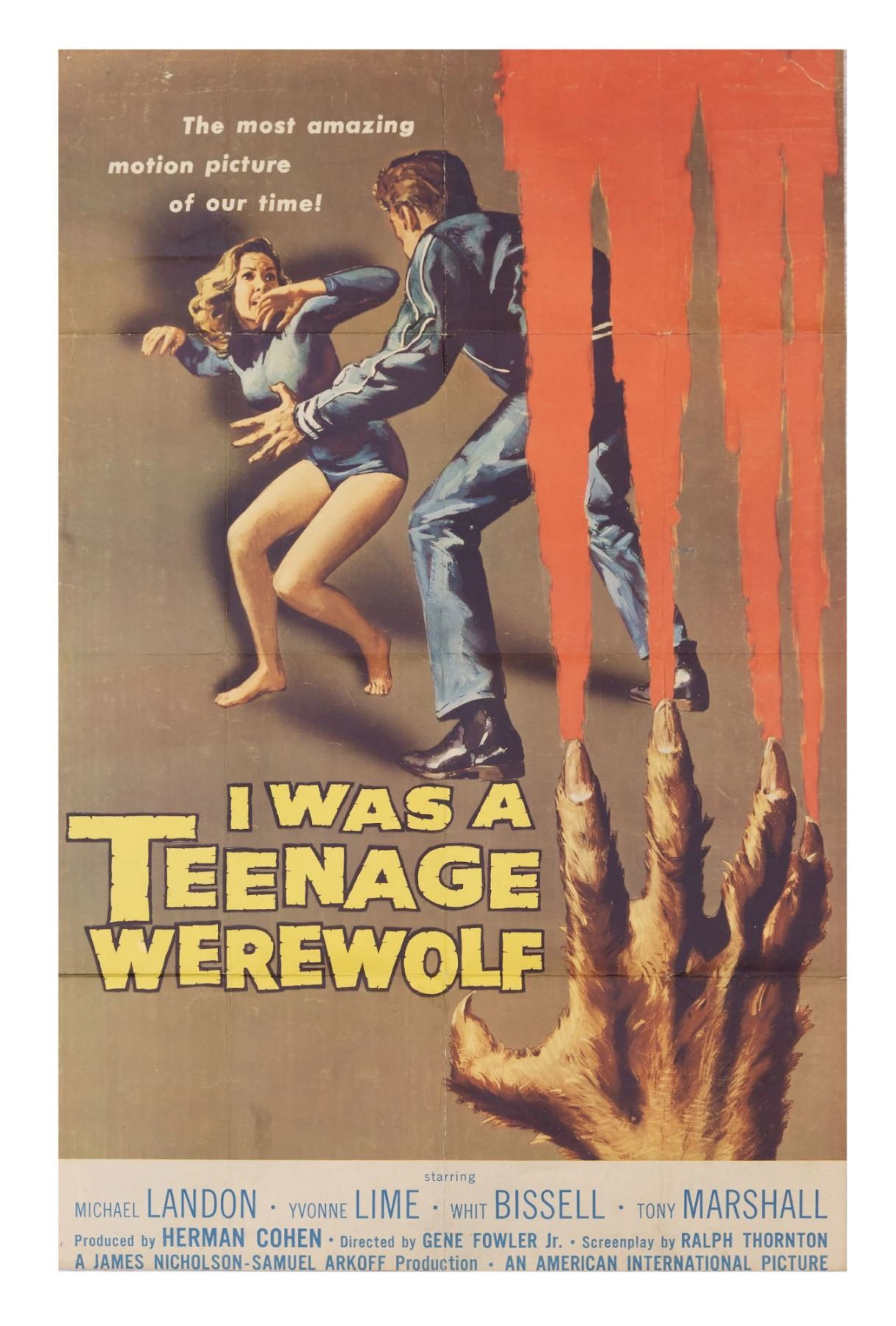 A Rare "I Was a Teenage Werewolf" Two-Sheet.