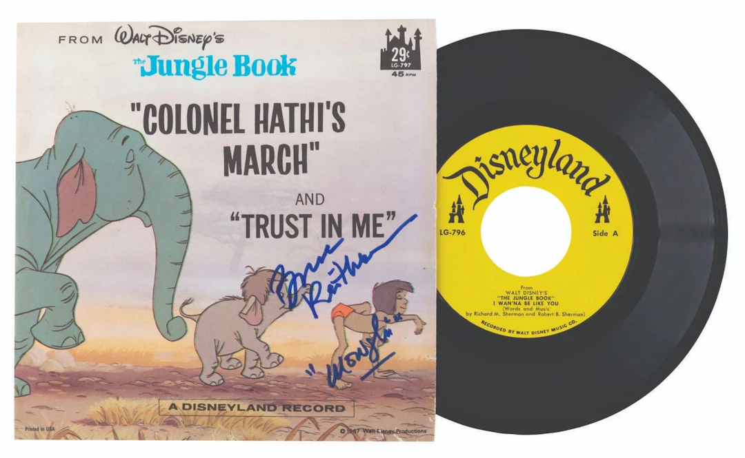 A Signed "The Jungle Book" 45 RPM Record.