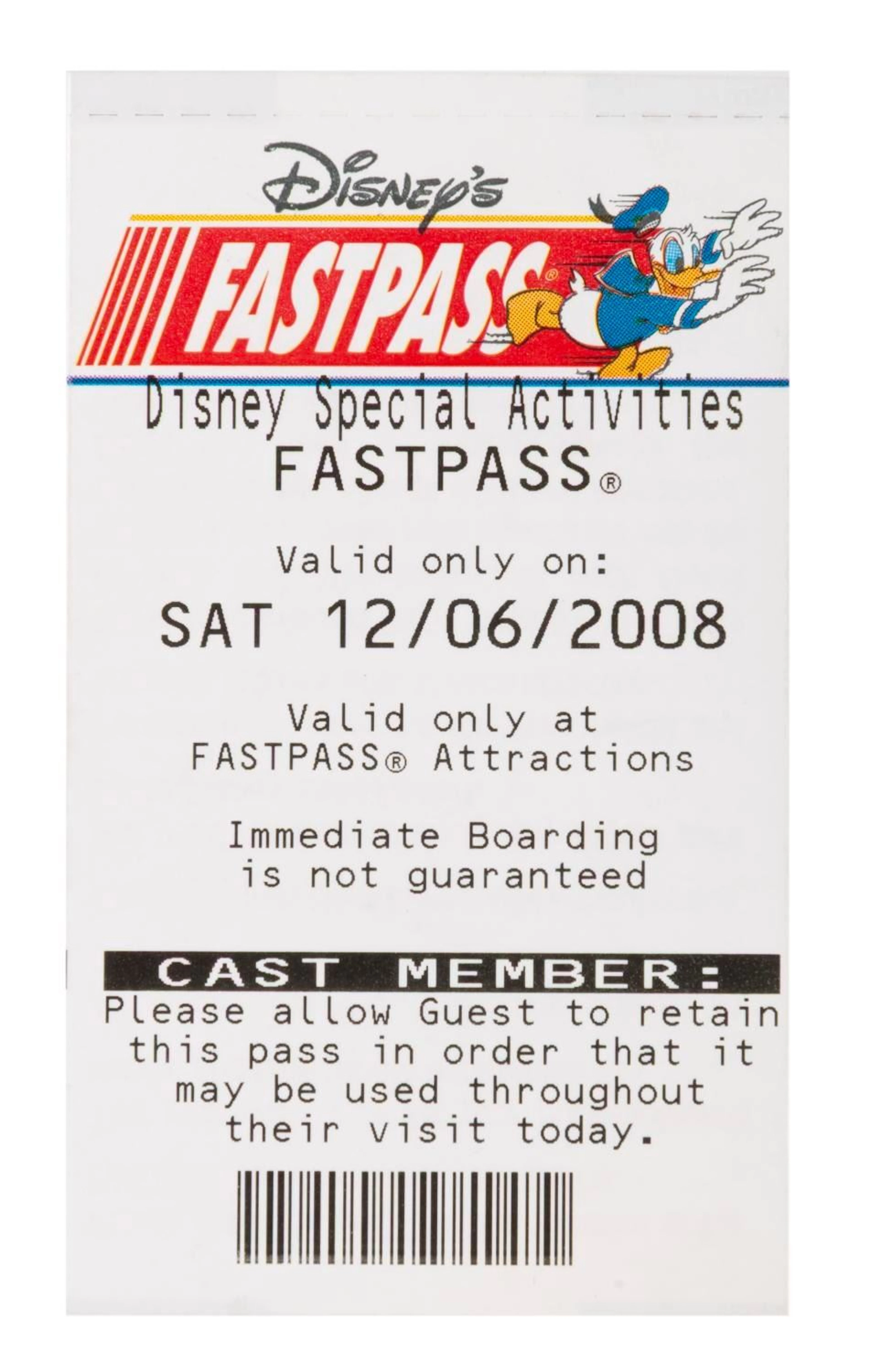 A Rare Special Activities Fastpass Ticket.