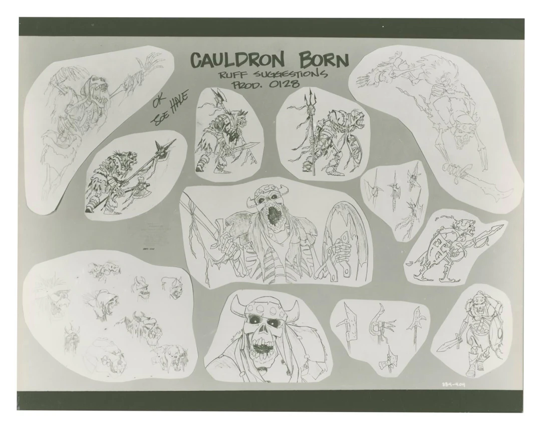 A "Black Cauldron" Cauldron Born Model Sheet.