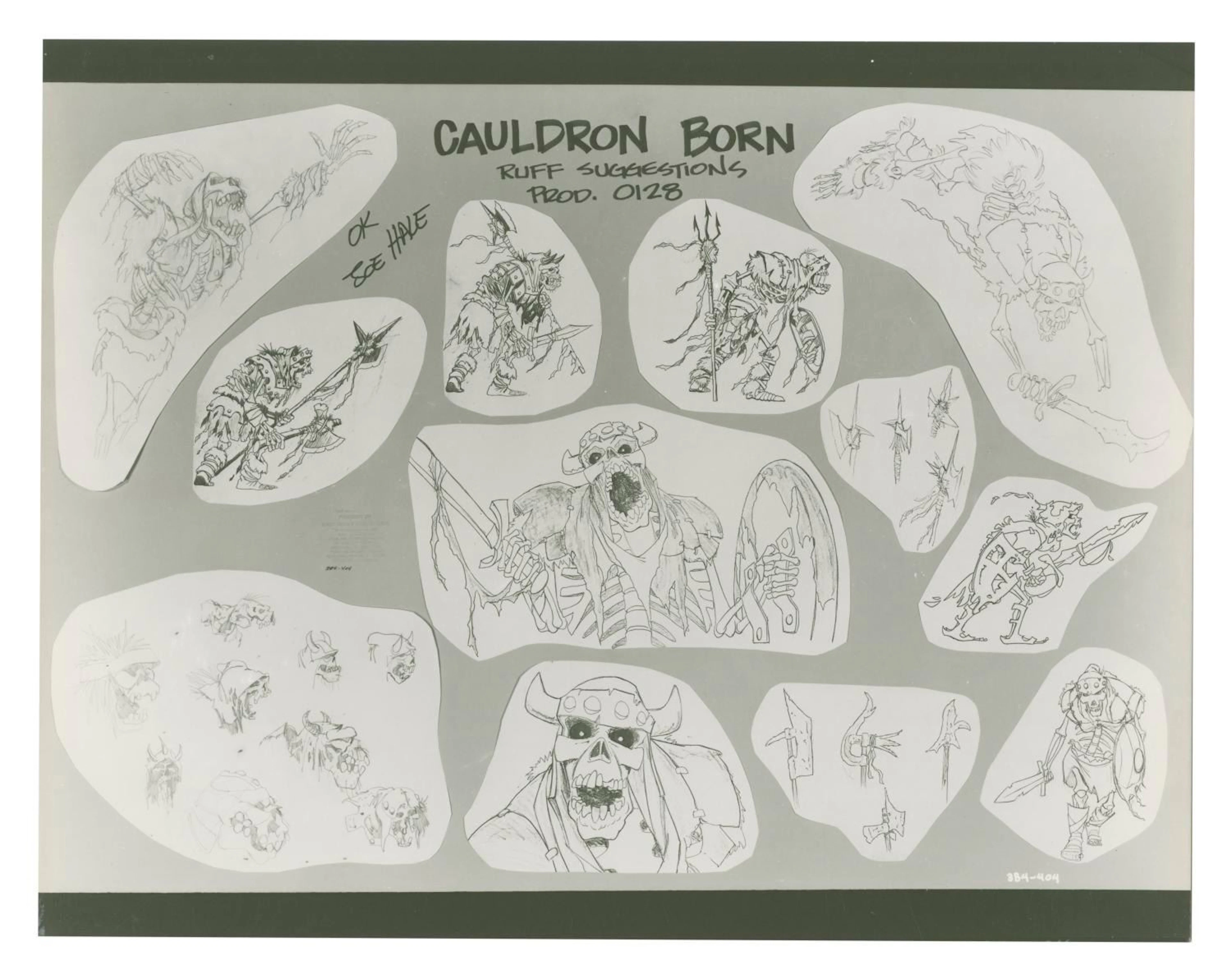 A "Black Cauldron" Cauldron Born Model Sheet.