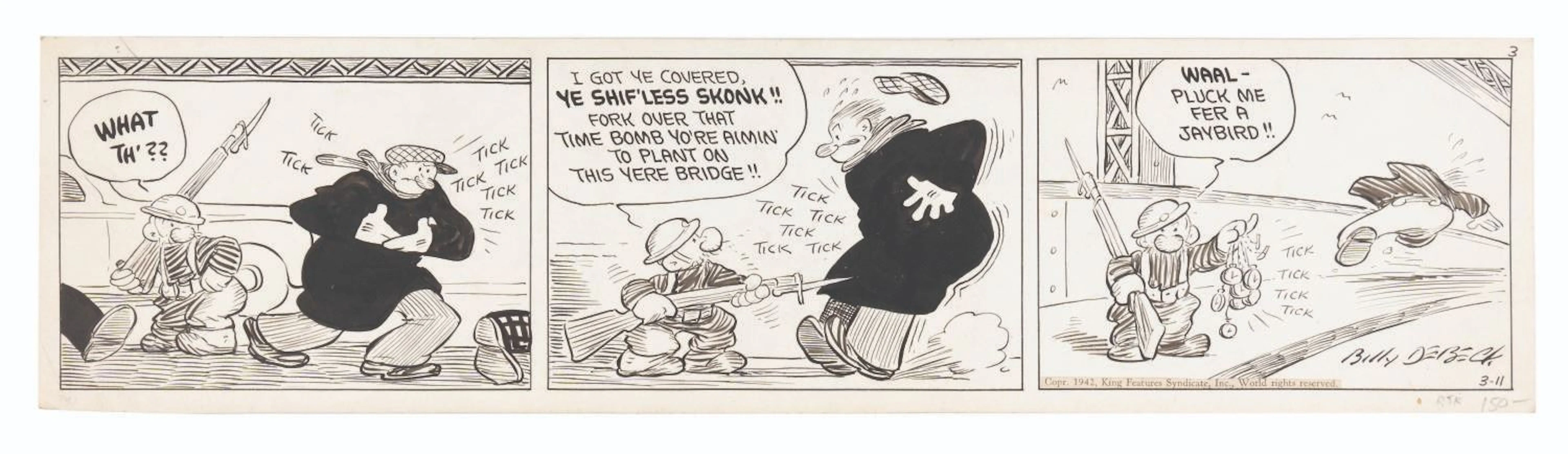 A Barney Google and Snuffy Smith Original Comic Strip.