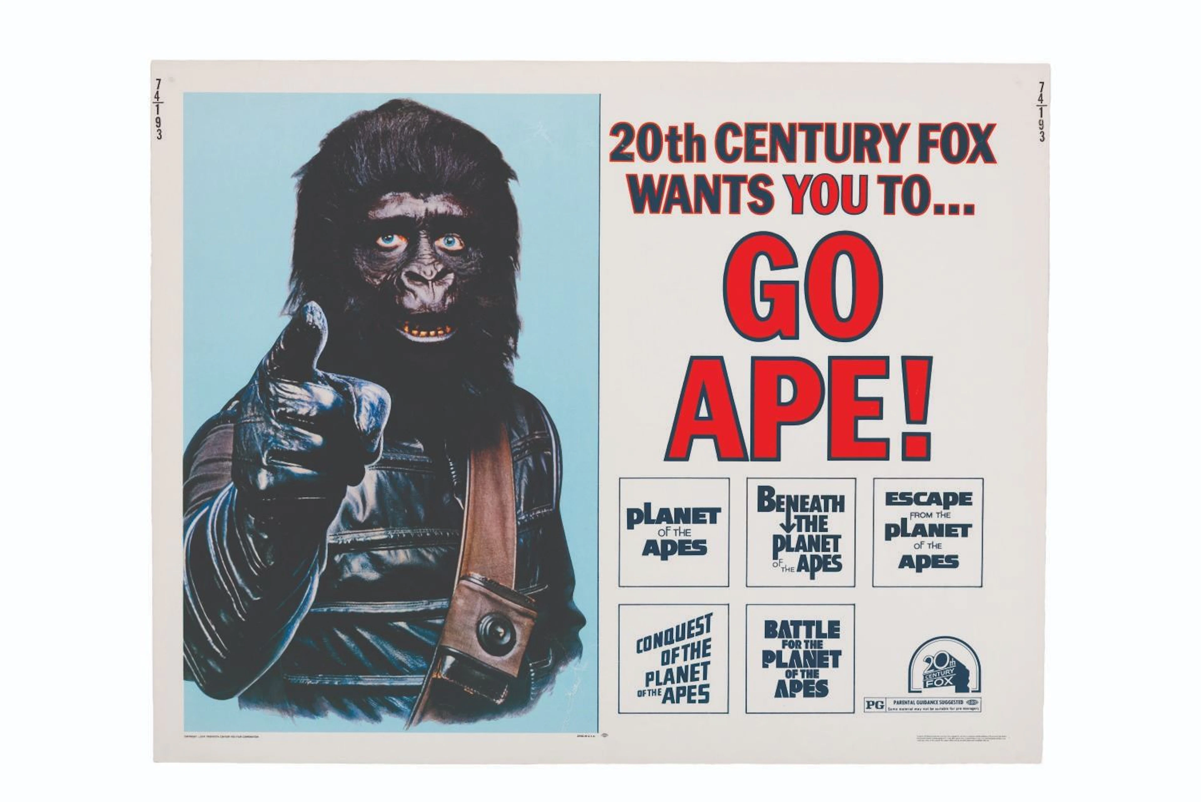 A Rare "Planet of the Apes" 5-Film Marathon Half-Sheet.