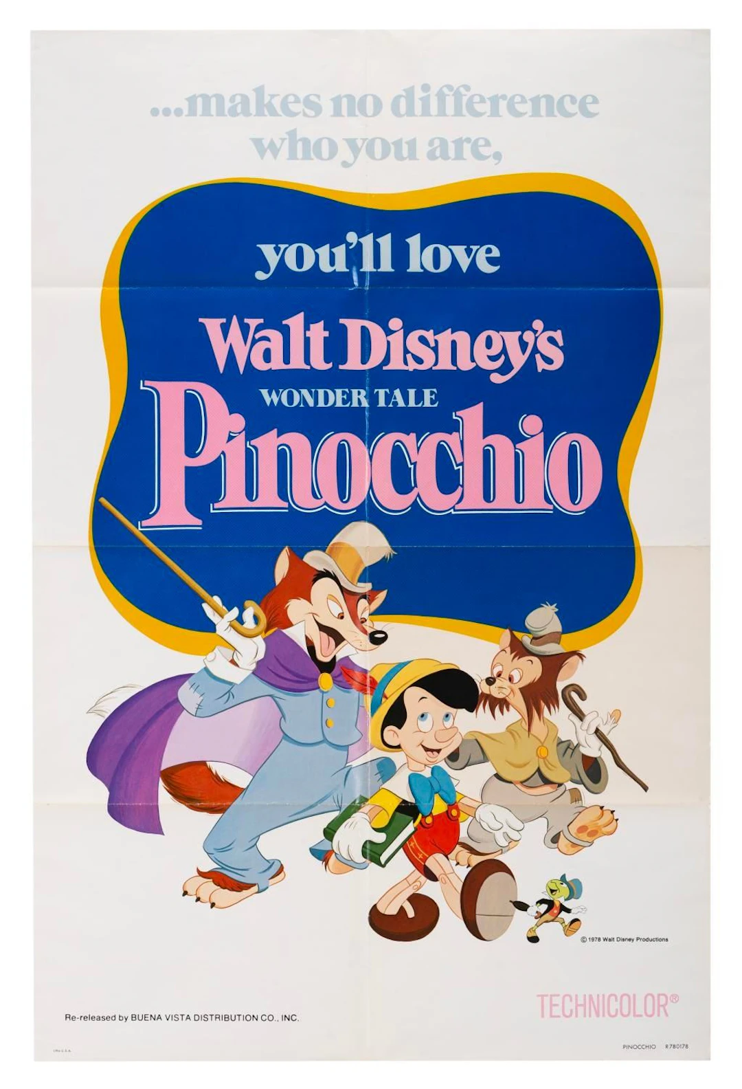 A 1978 "Pinocchio" Re-Release One-Sheet.