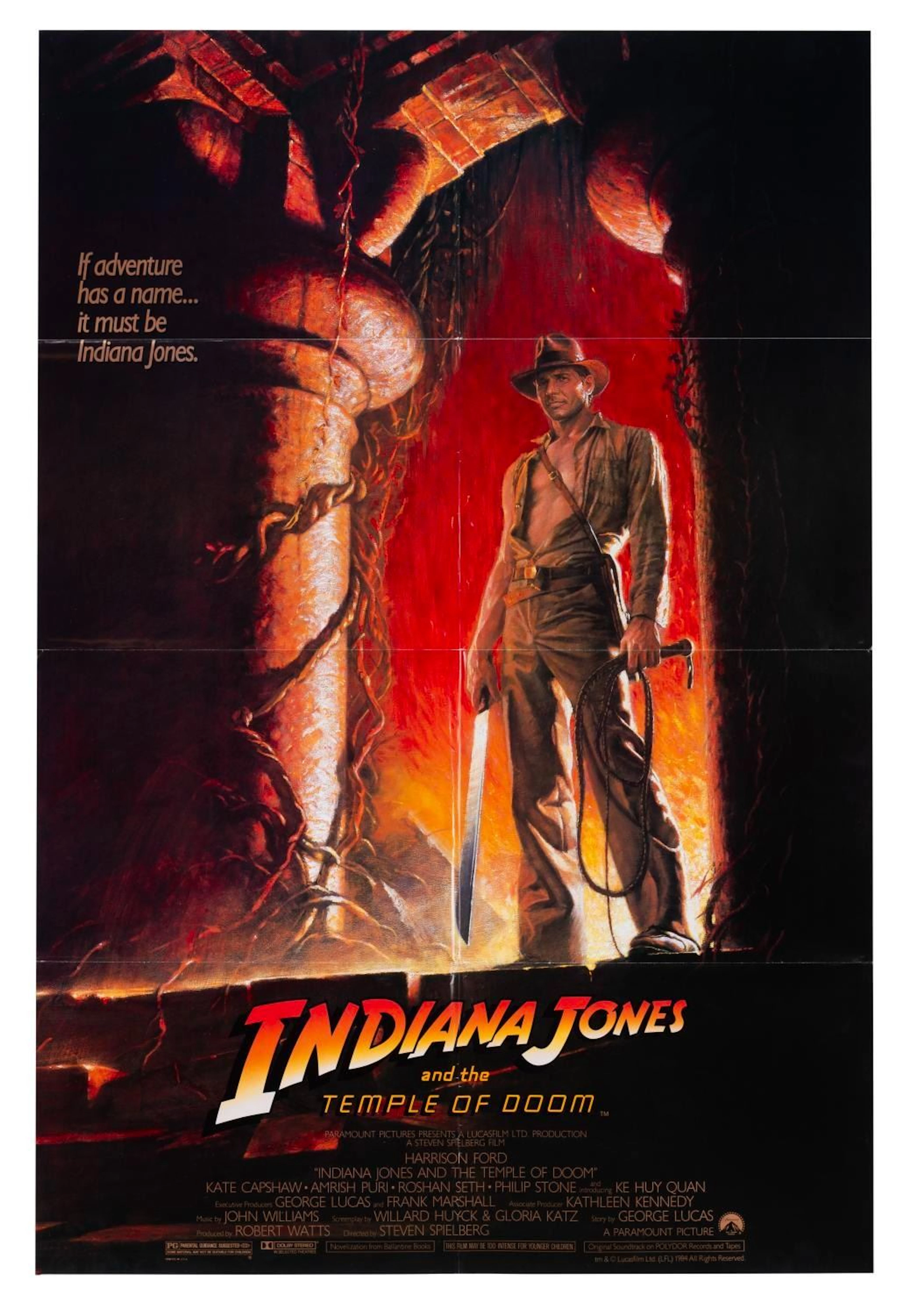 An "Indiana Jones and The Temple Of Doom" One-Sheet.