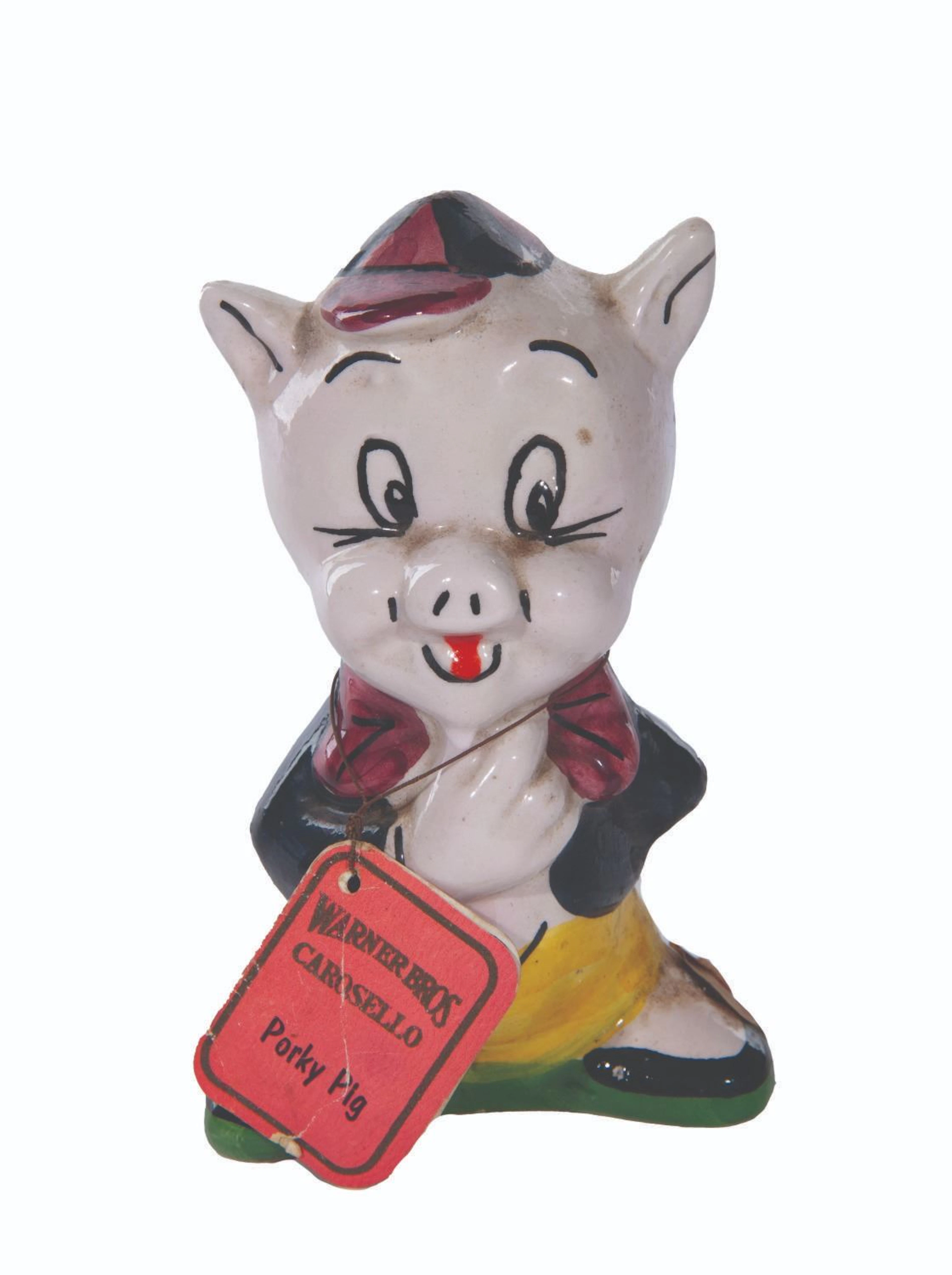 A Porky Pig Crema Cacao Ceramic Decanter.