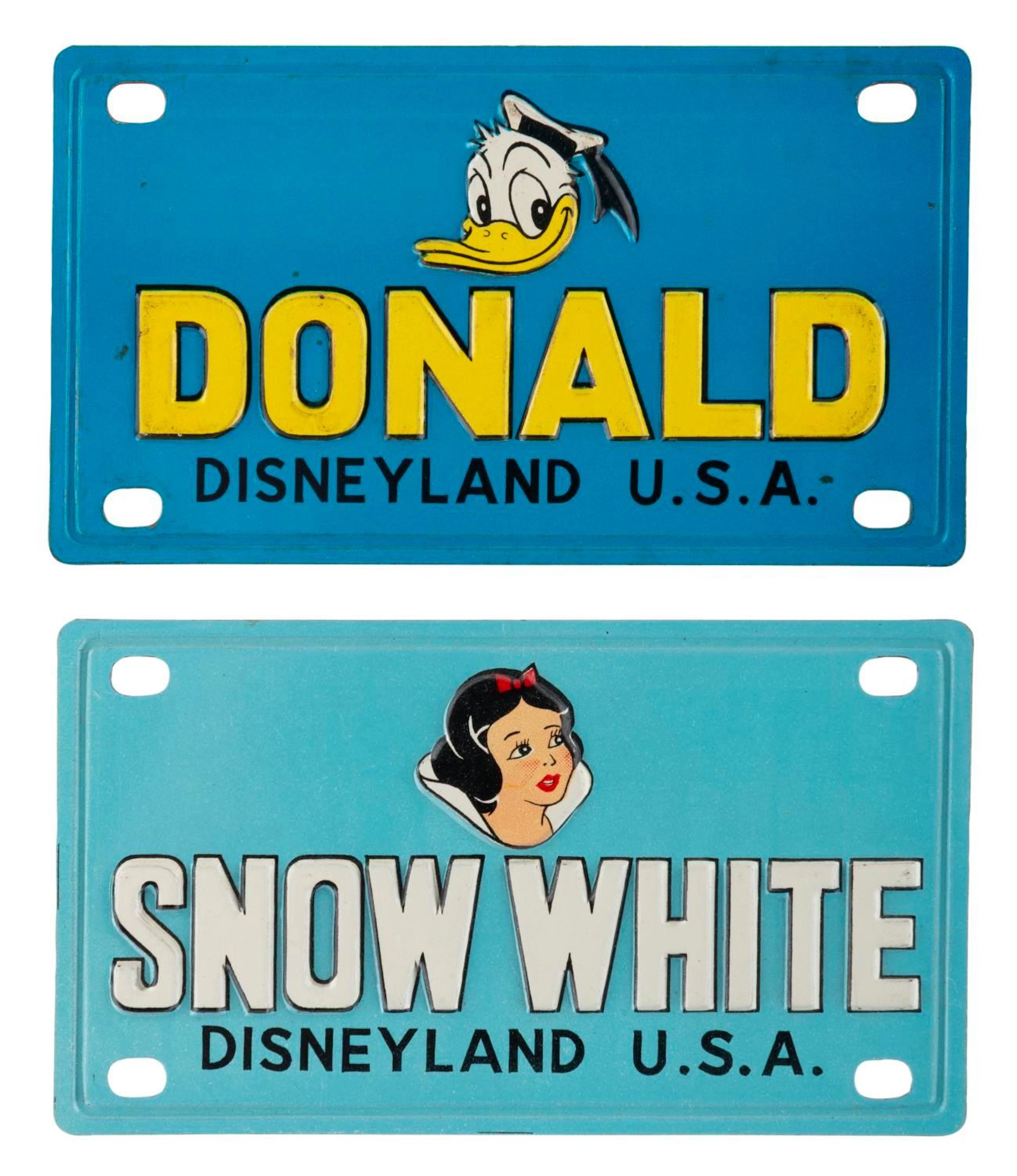 A Pair of Disneyland Souvenir Bicycle License Plates.