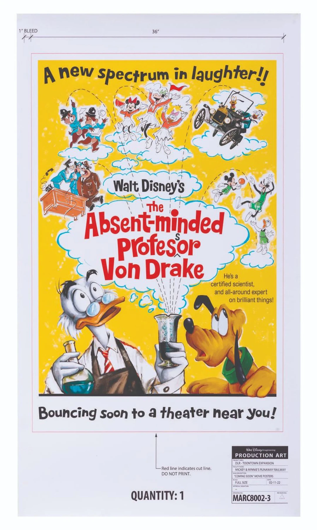 A "The Absent-minded Professor Von Drake" Production Art Poster.