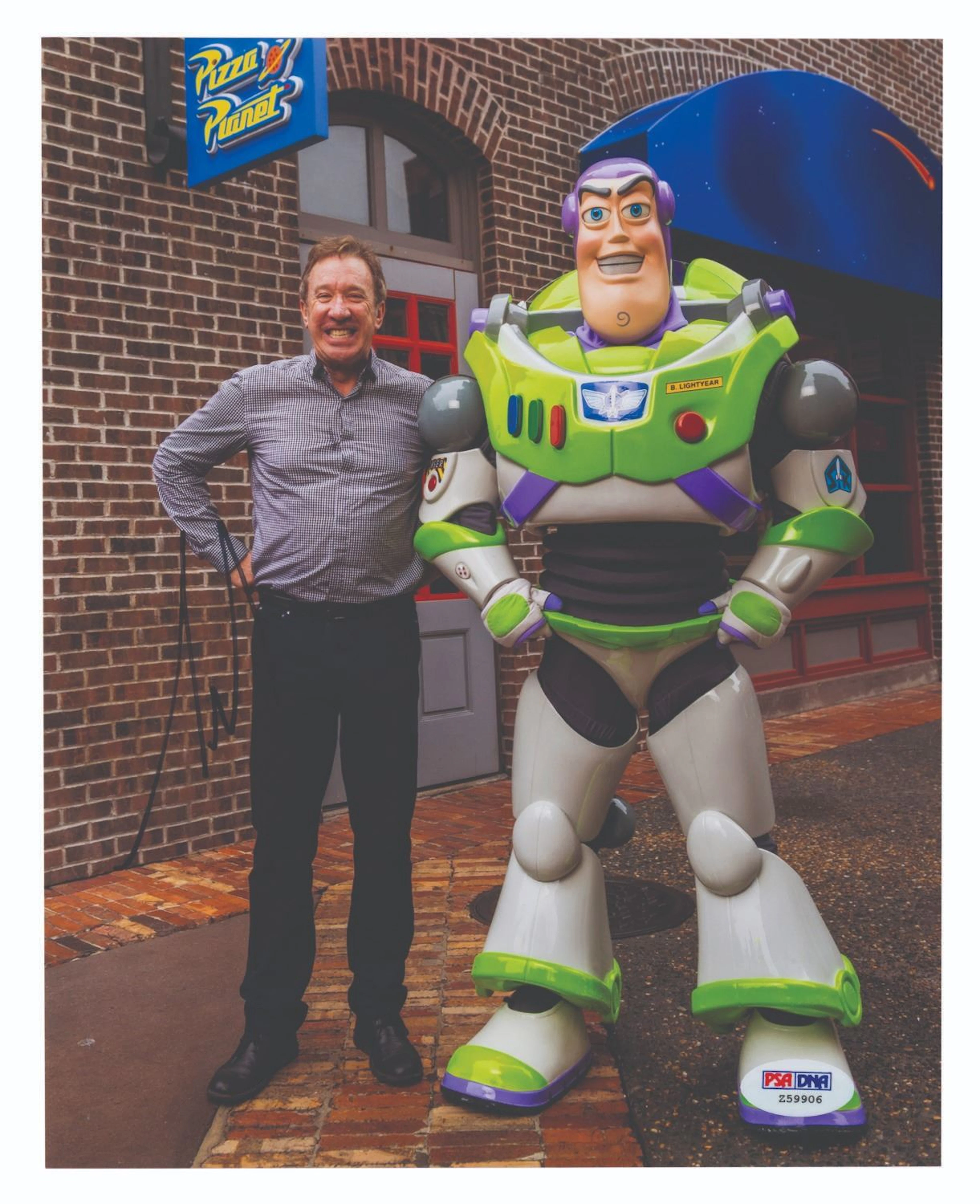 A Tim Allen Signed Photo with Buzz Lightyear.