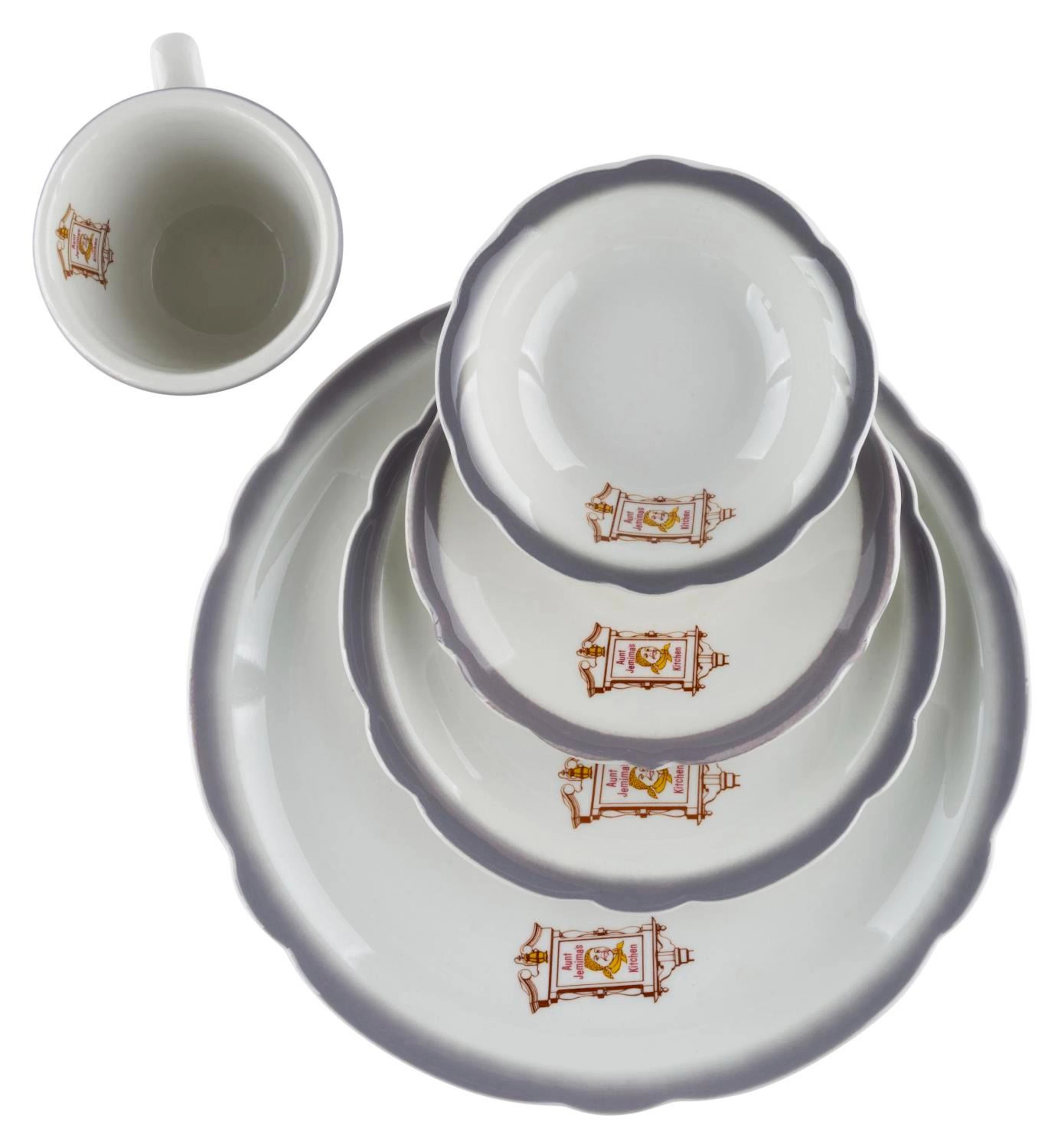 A Set of Aunt Jemima's Kitchen Ceramic Dishes.