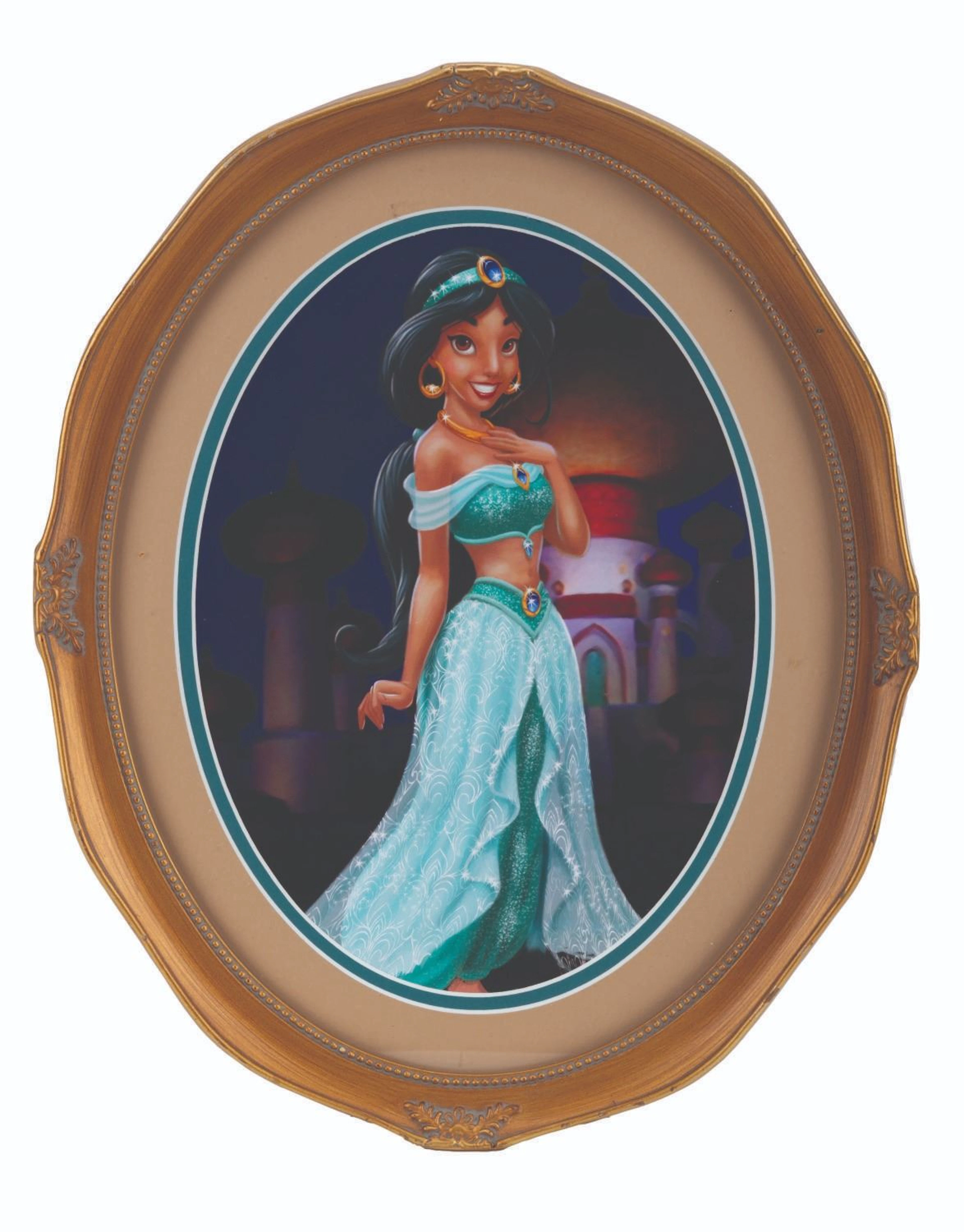 A Port Orleans Royal Rooms Princess Jasmine Framed Portrait.