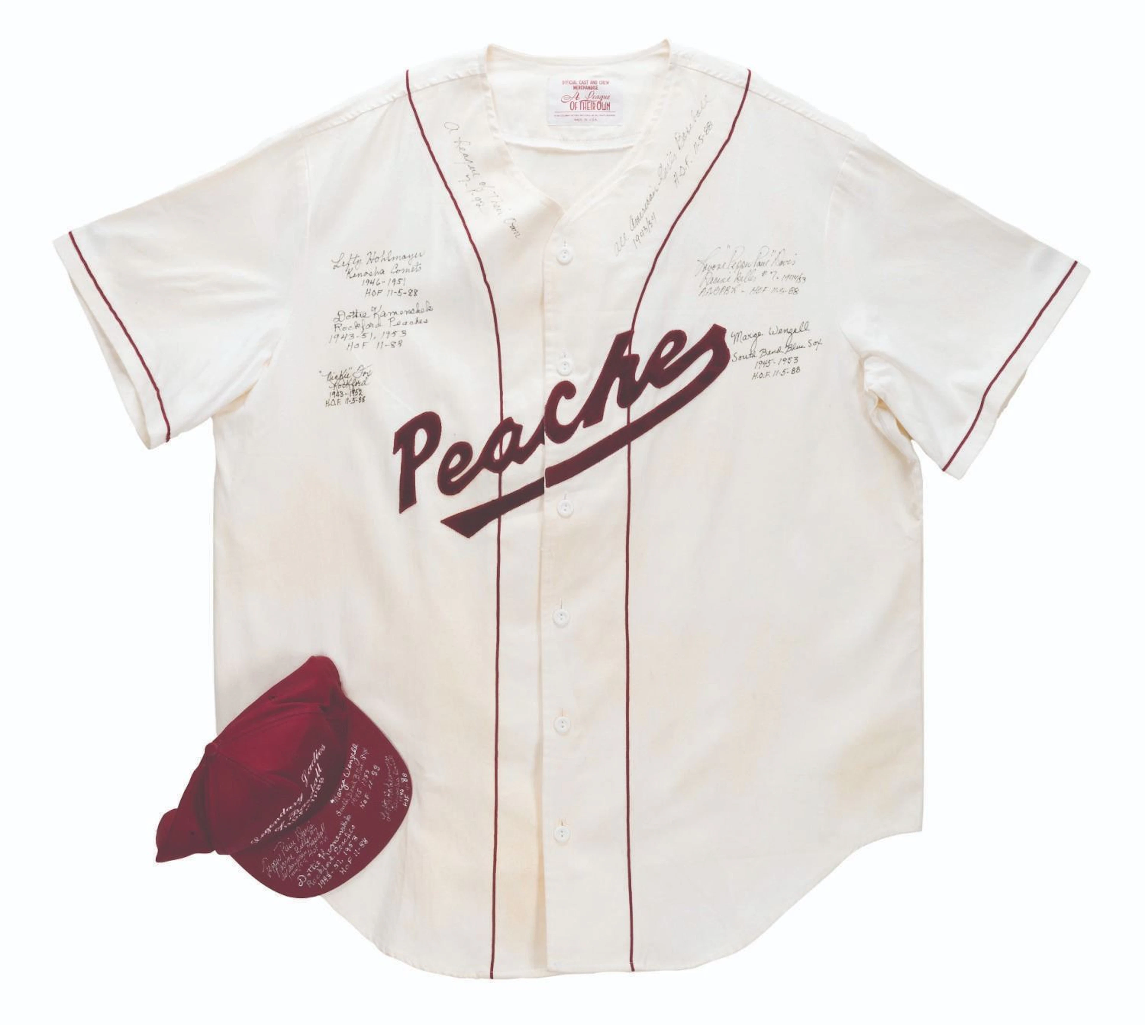 A Multi-Signed"A League of Their Own" Jersey & Hat.