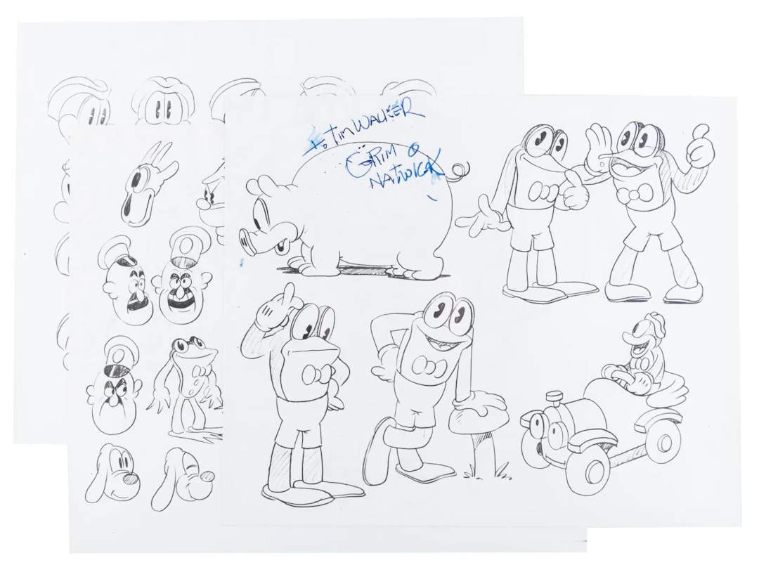 A Grim Natwick Signed Collection of "Flip the Frog" Model Sheets.