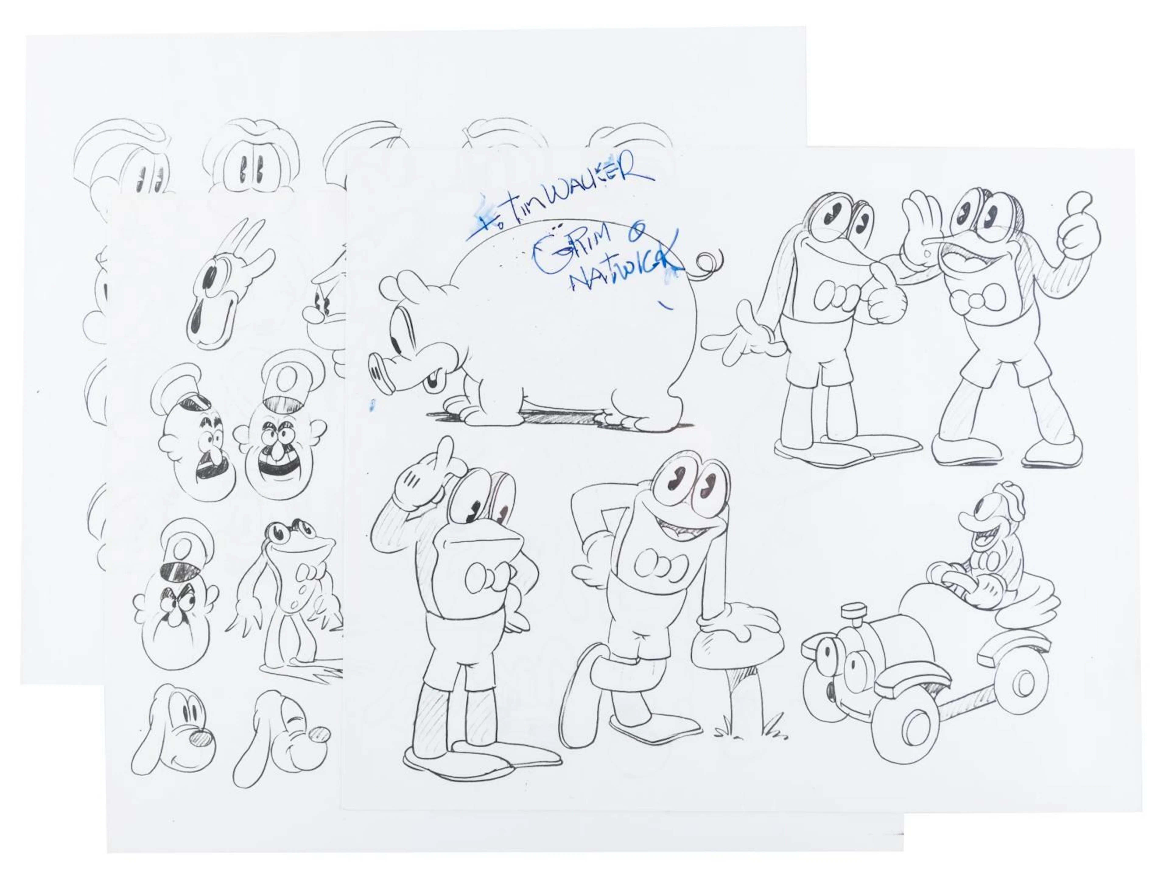 A Grim Natwick Signed Collection of "Flip the Frog" Model Sheets.