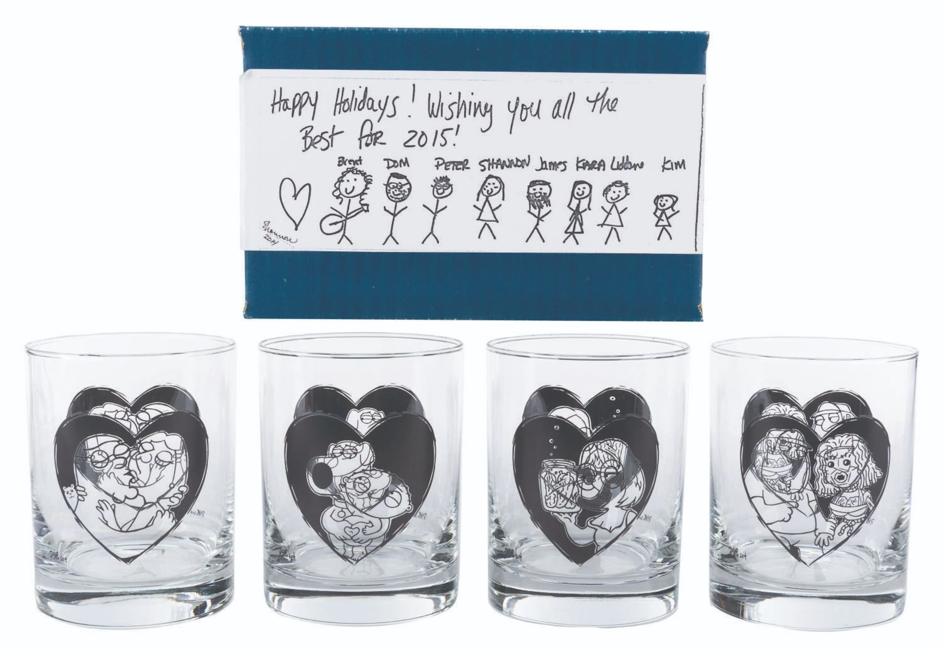 A "Family Guy" Crew Gift Set of Rocks Glasses.
