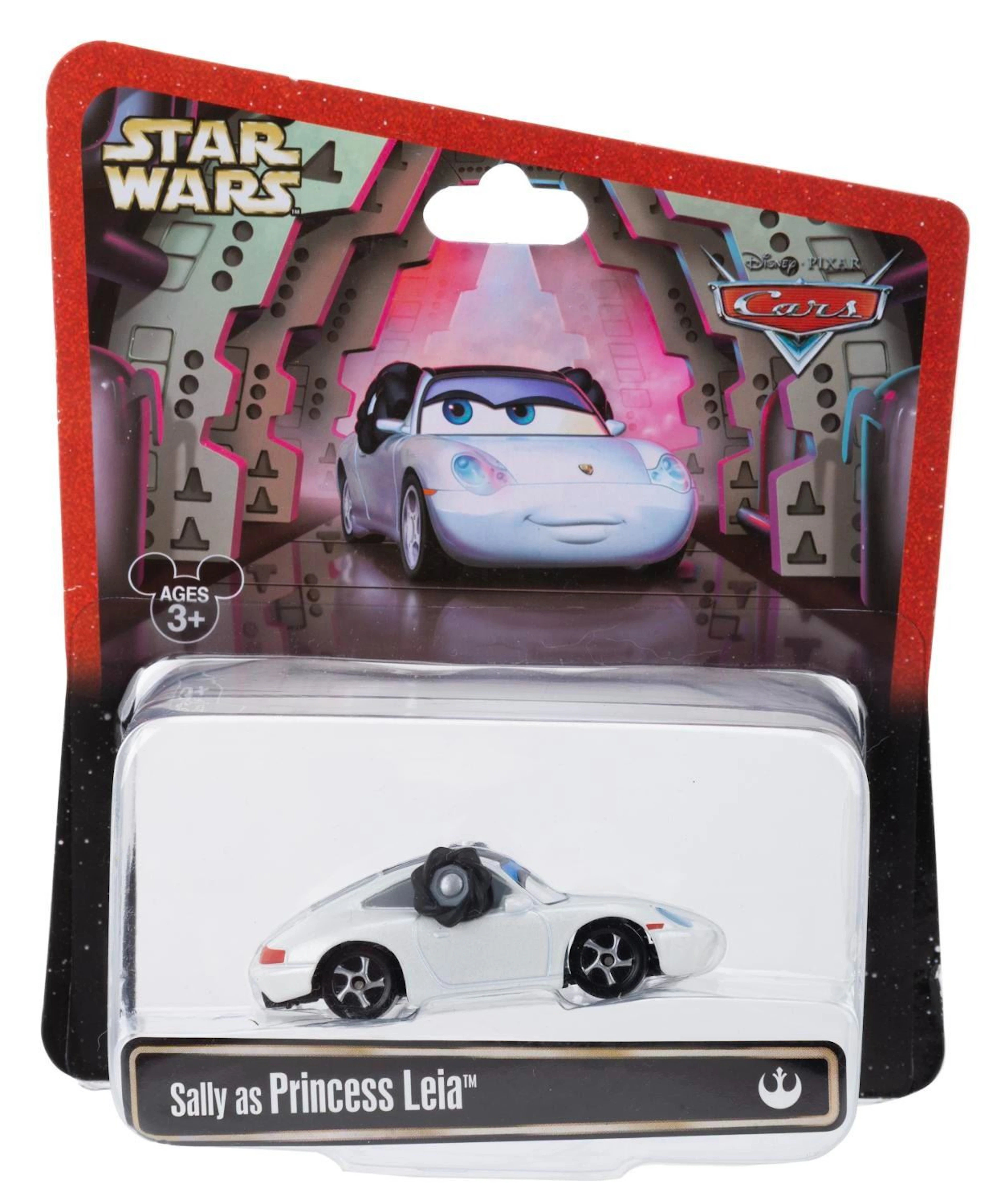 A Cars/Star Wars Sally as Princess Leia Diecast Car.