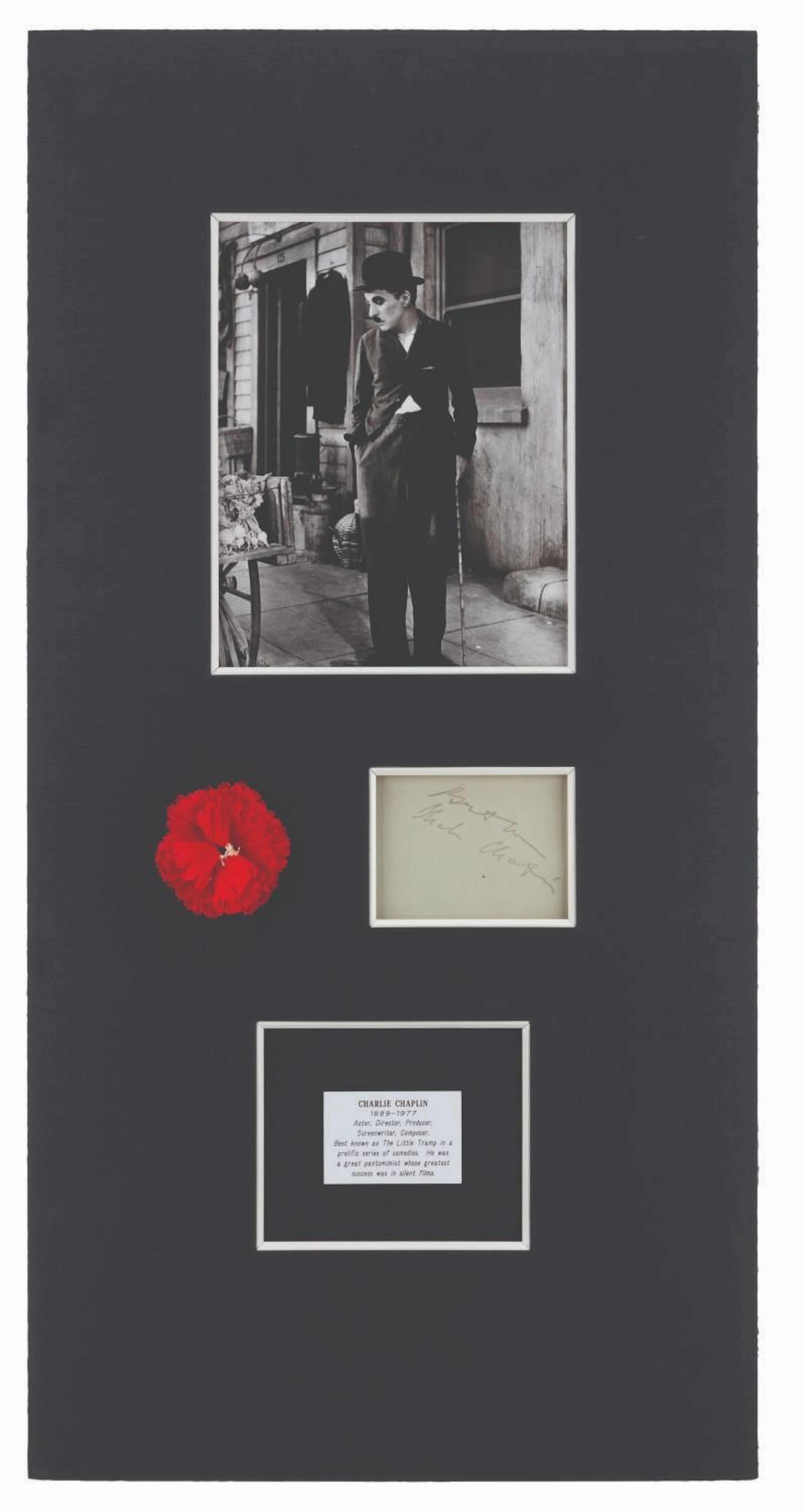 A Charlie Chaplin Matted Signature and Photo.