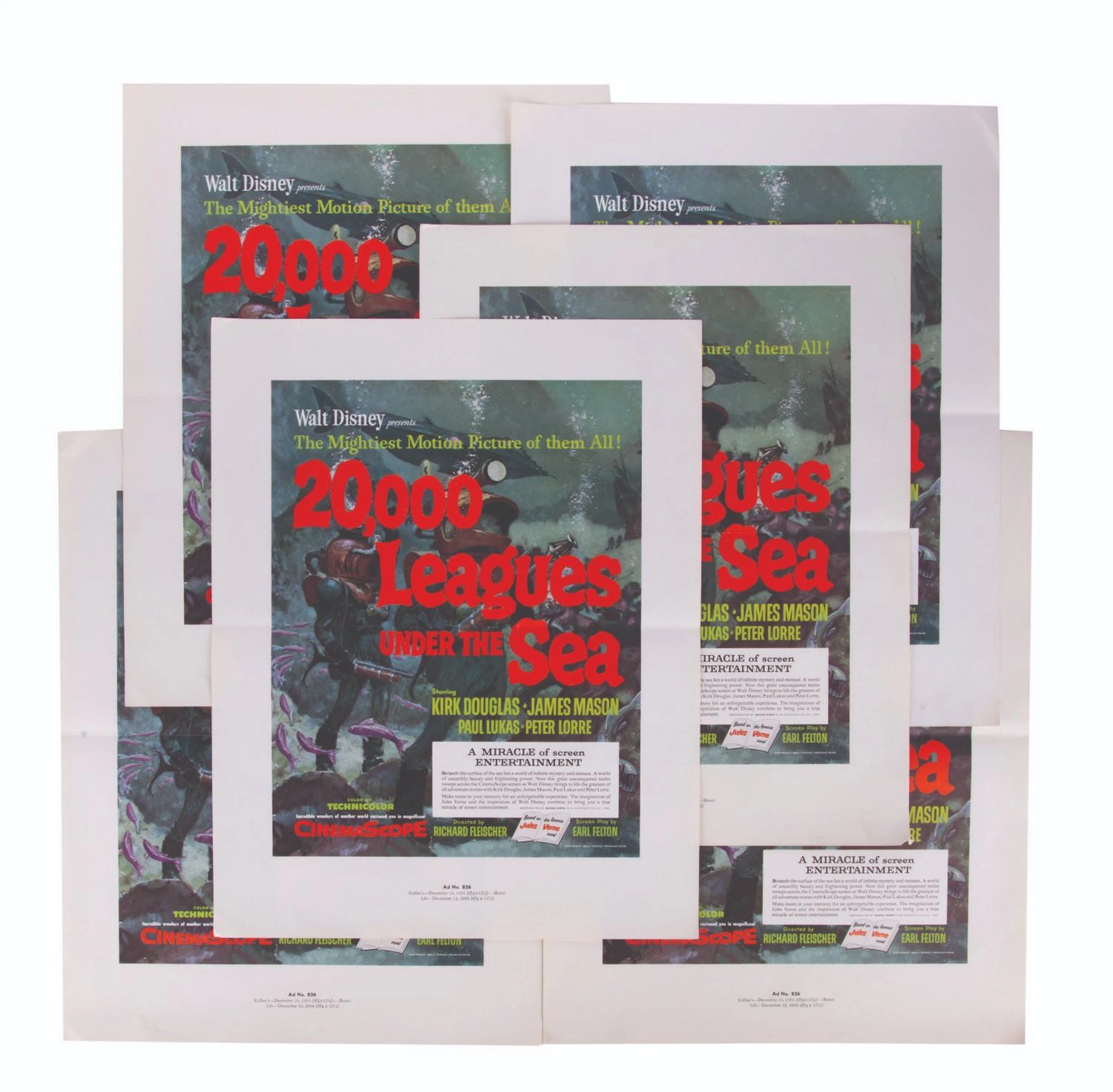 A Set of "20,000 Leagues Under the Sea" Ad Proofs.