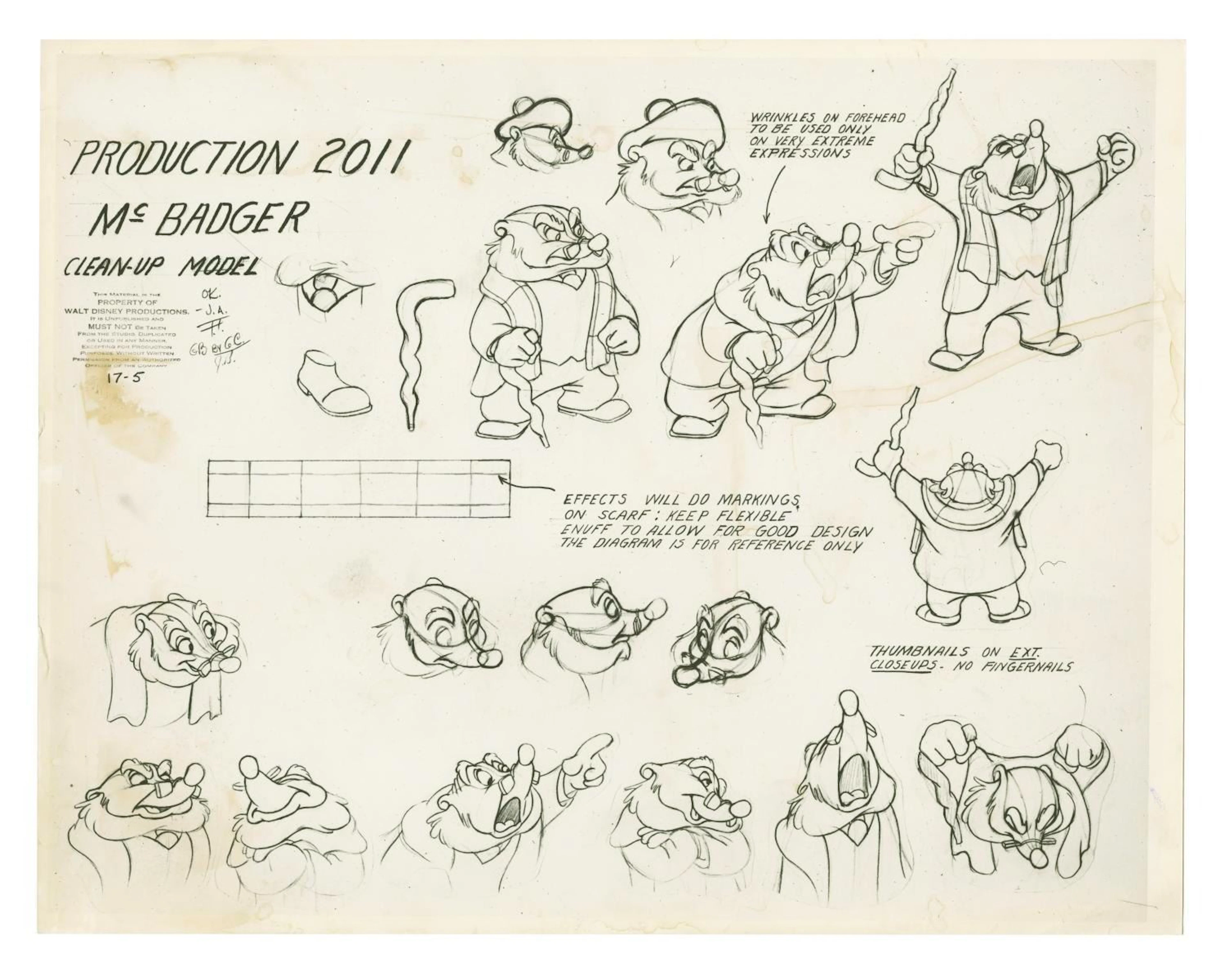 A “The Wind in the Willows” McBadger Model Sheet.