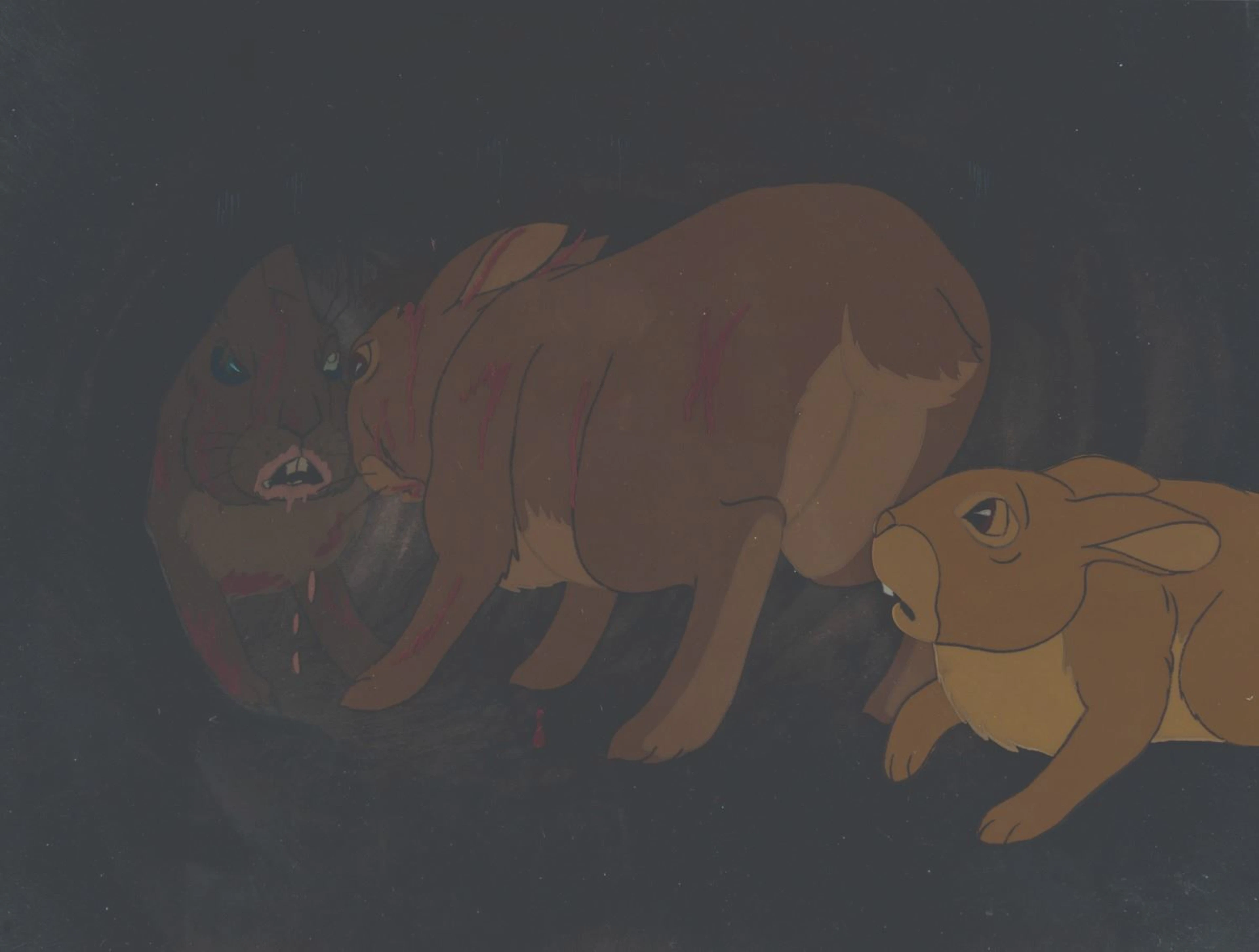 "Watership Down" Original Production Cels and Matching Background.