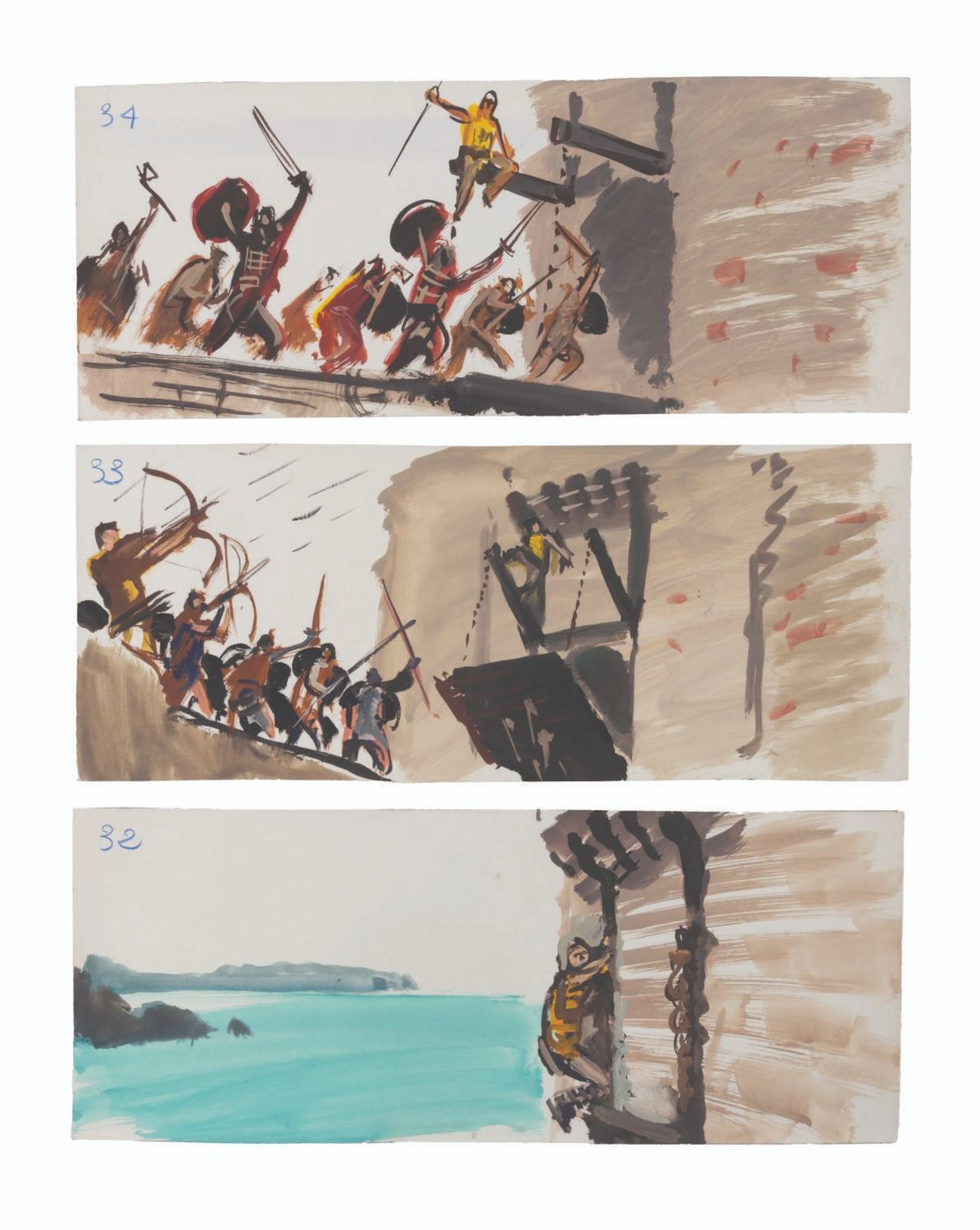 "The Vikings” Castle Siege Storyboard Art.