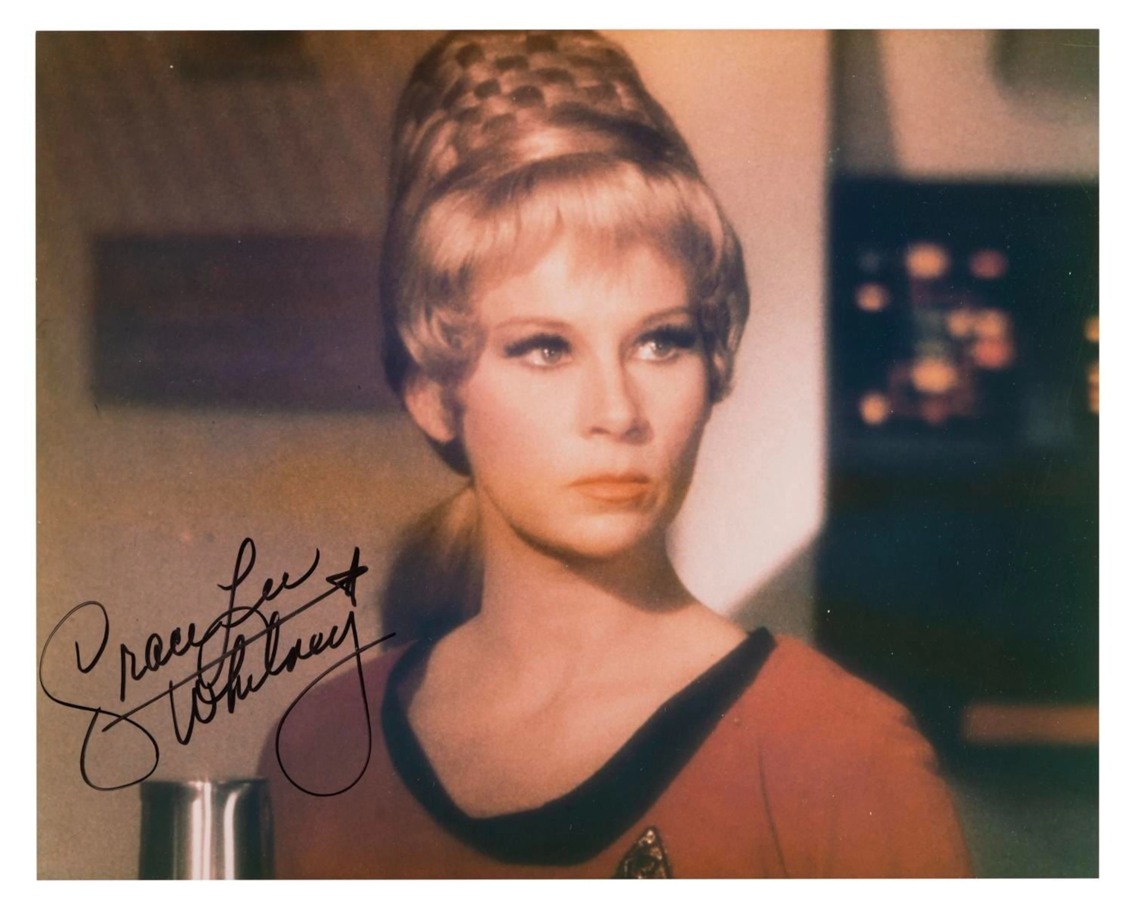 A Grace Lee Whitney Signed Star Trek Photograph.