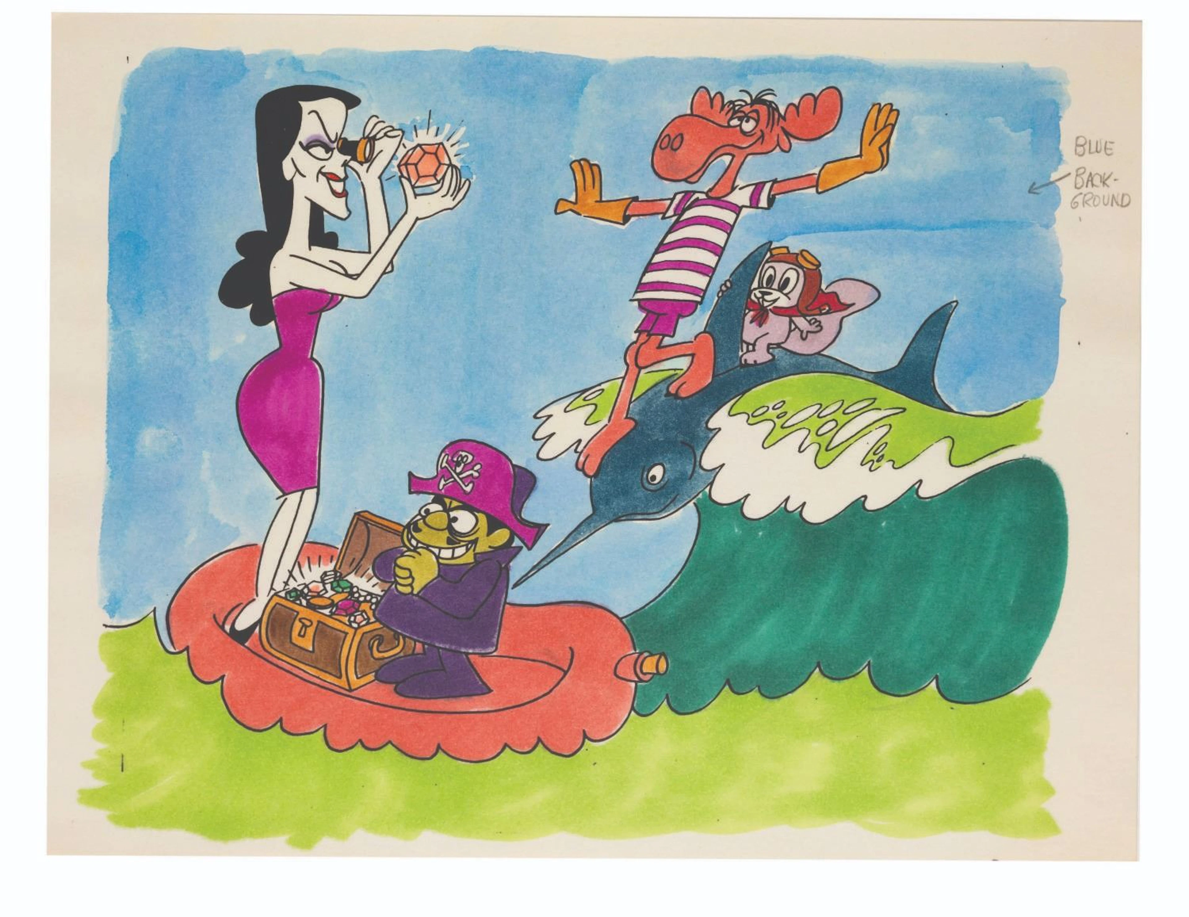A Rocky and Bullwinkle Limited Edition Cel #15 Original Color Guide.