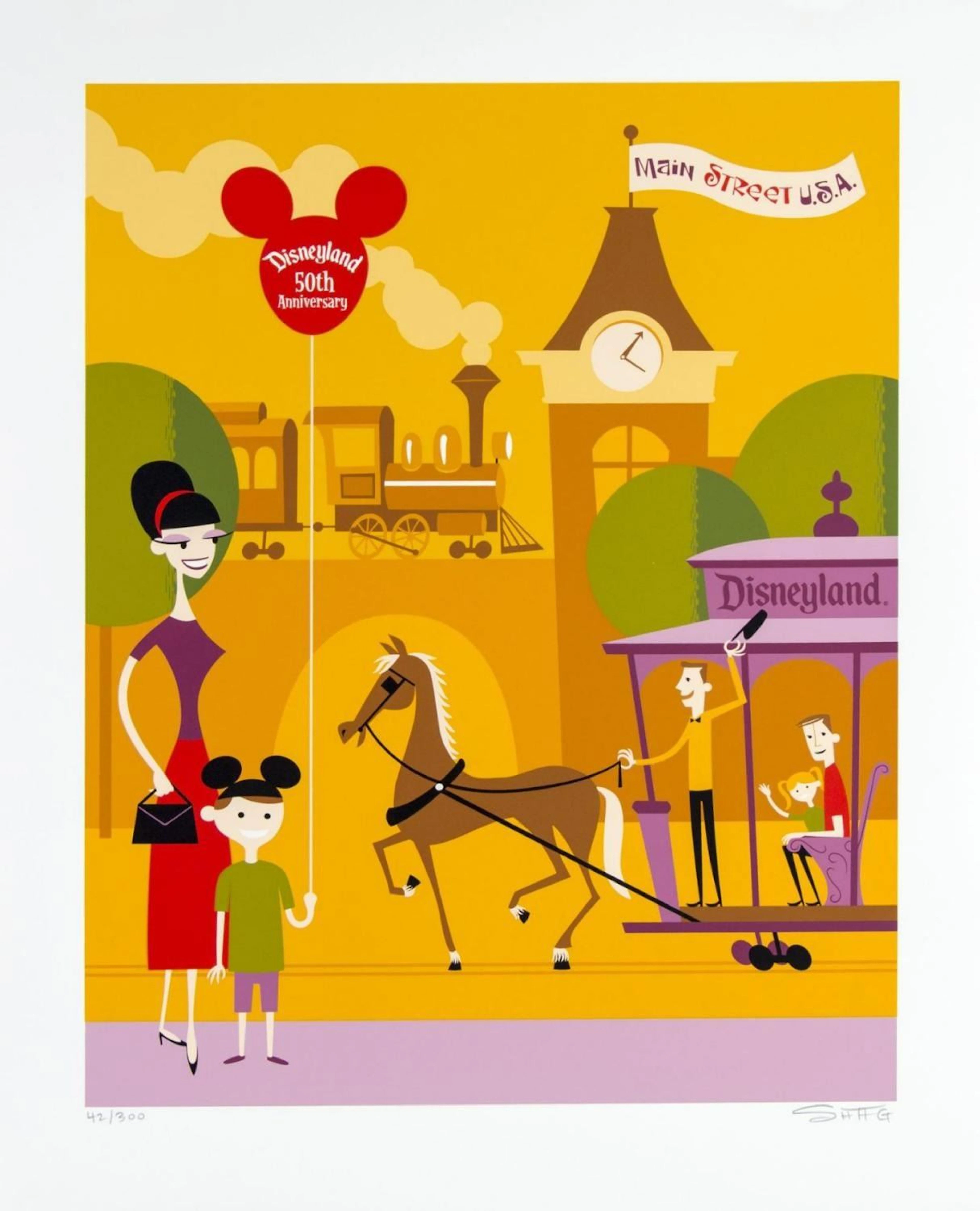 A Signed Disneyland 50TH SHAG Main Street, U.S.A. Print.