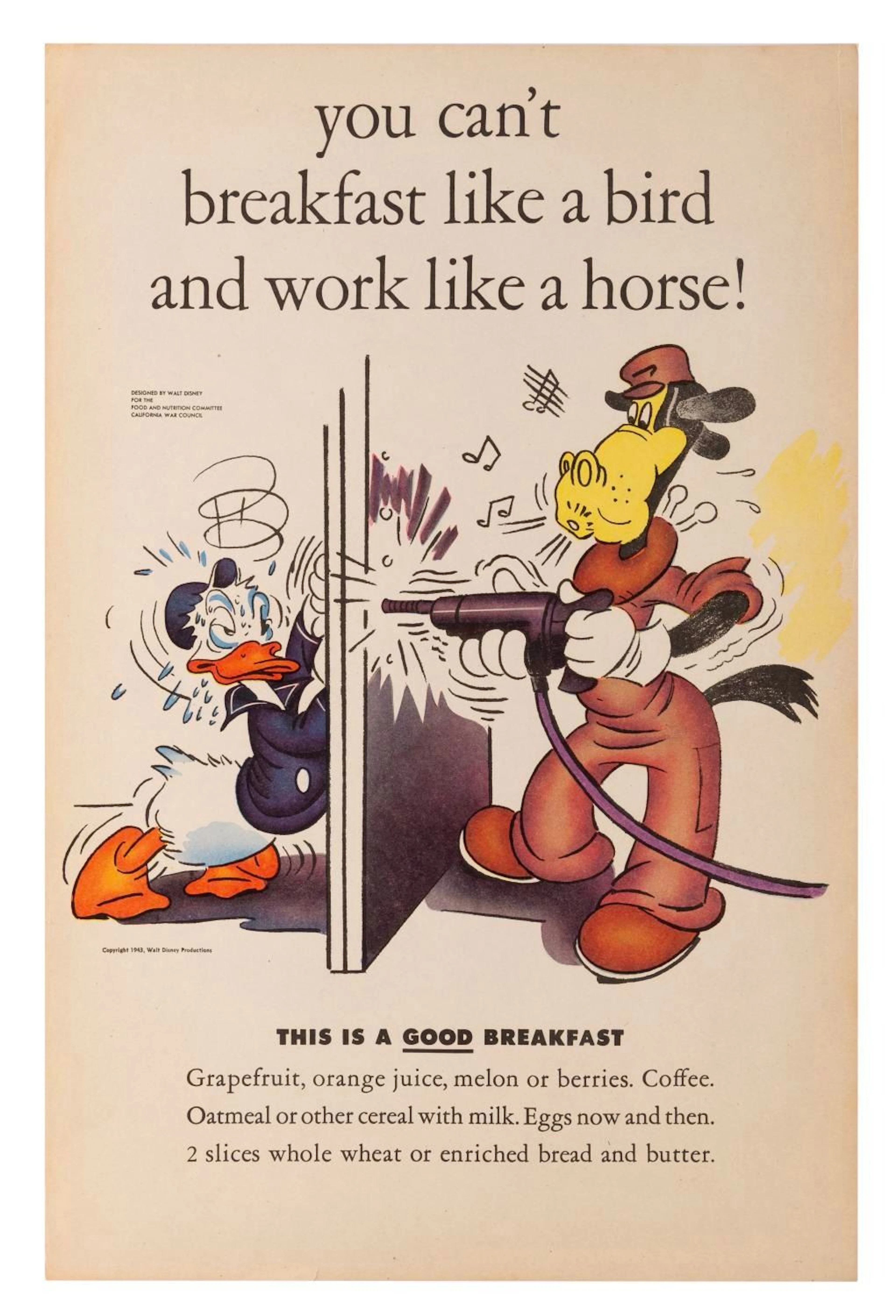 A Disney World War II Breakfast Poster.