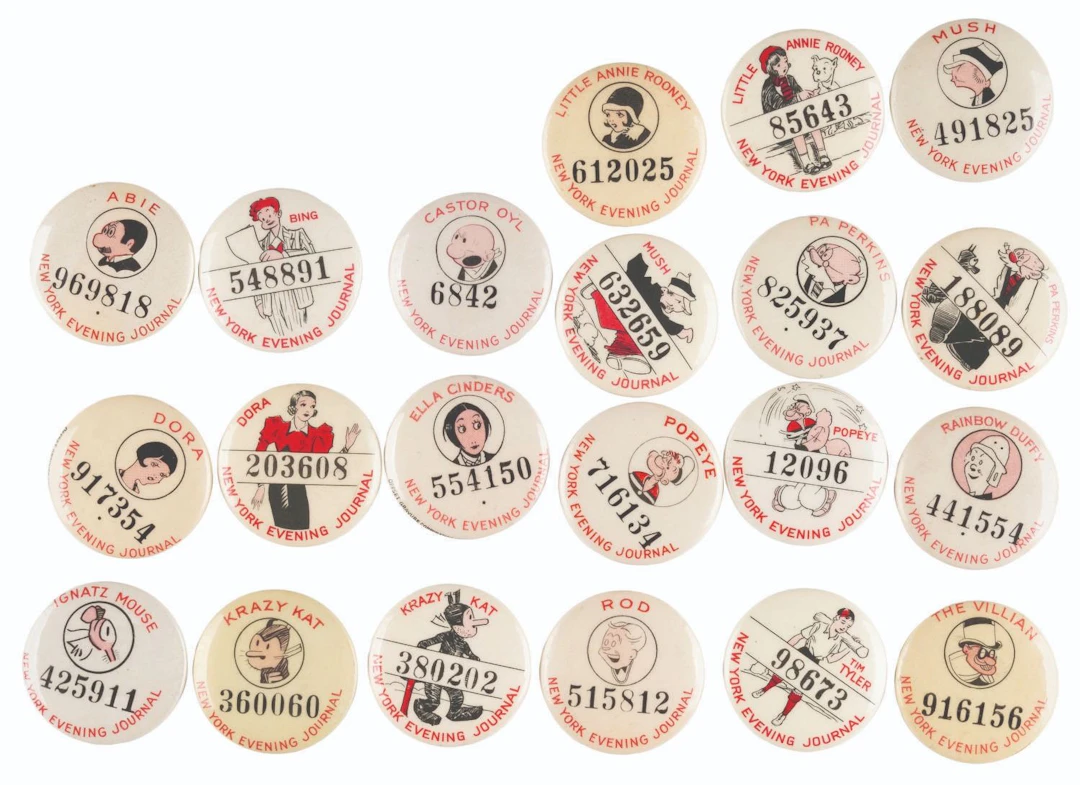 A Set of New York Evening Journal Comic Buttons.