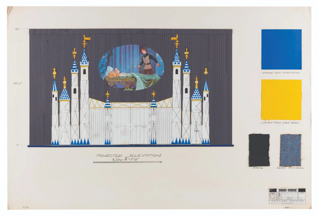 A Disney on Parade Castle Elevation and Design Sample Board.