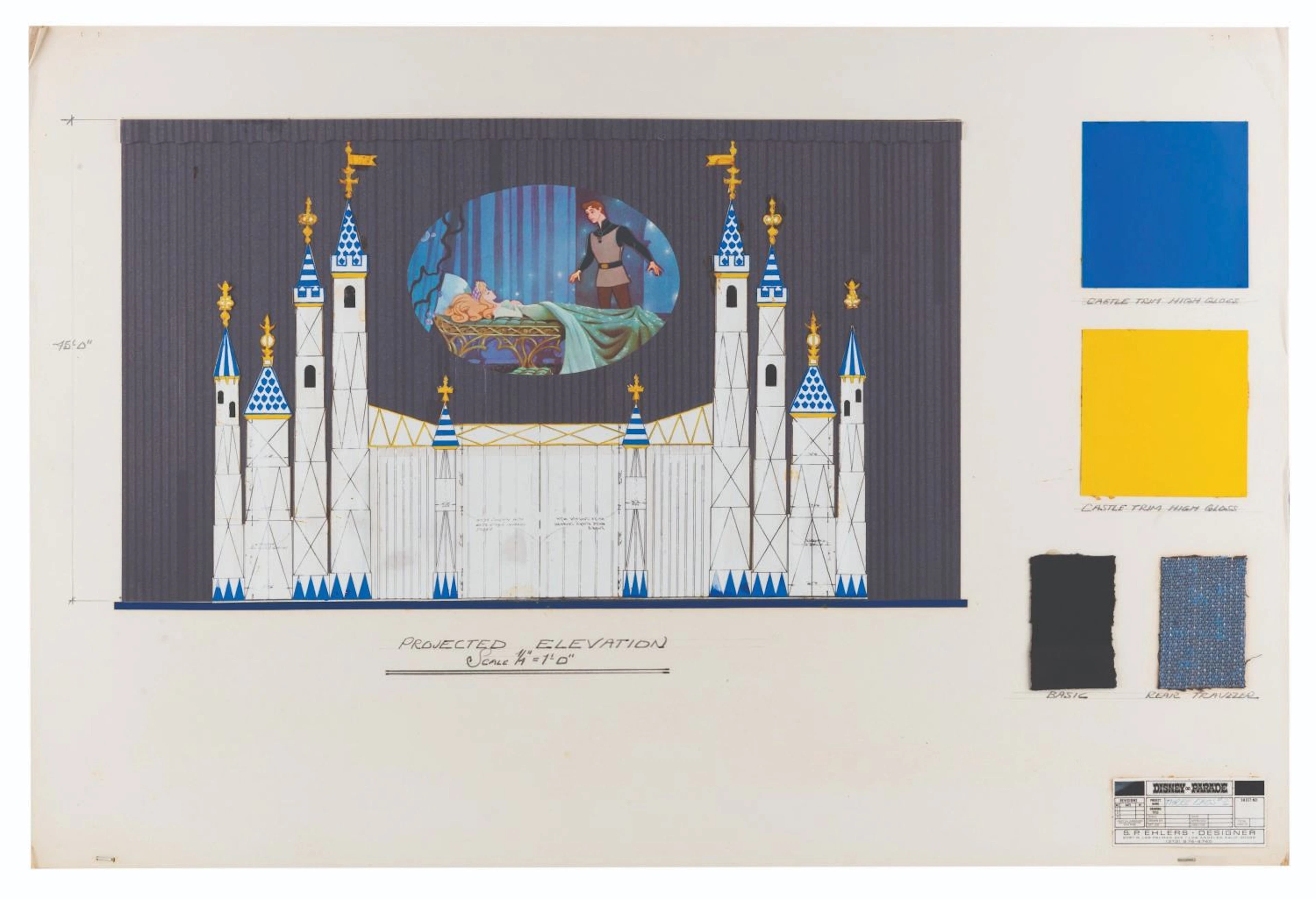 A Disney on Parade Castle Elevation and Design Sample Board.