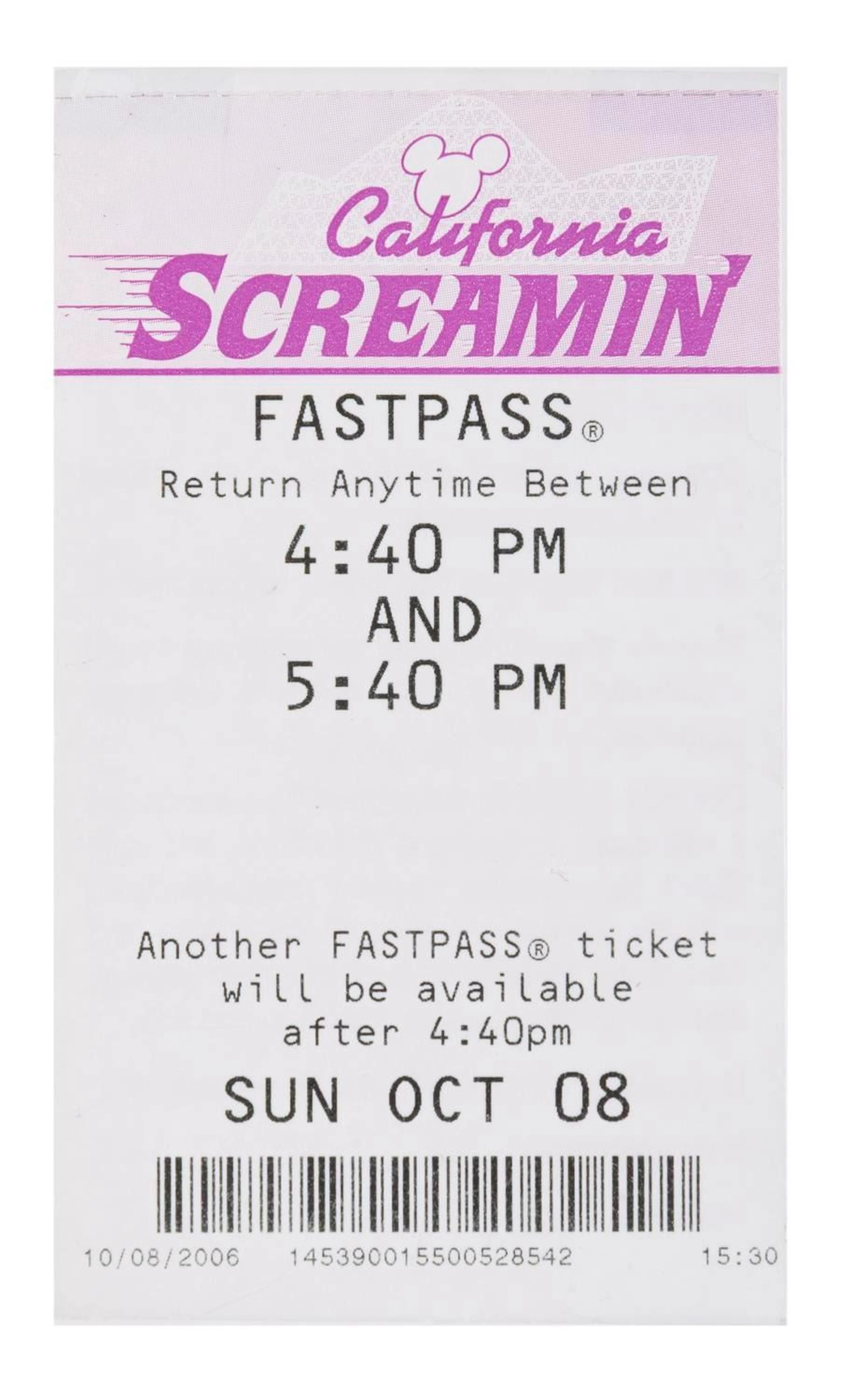 A California Screamin' FastPass Ticket.