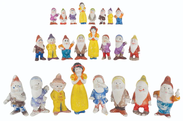 Three Rare "Snow White and Seven Dwarfs" Bisque Figurine Sets.