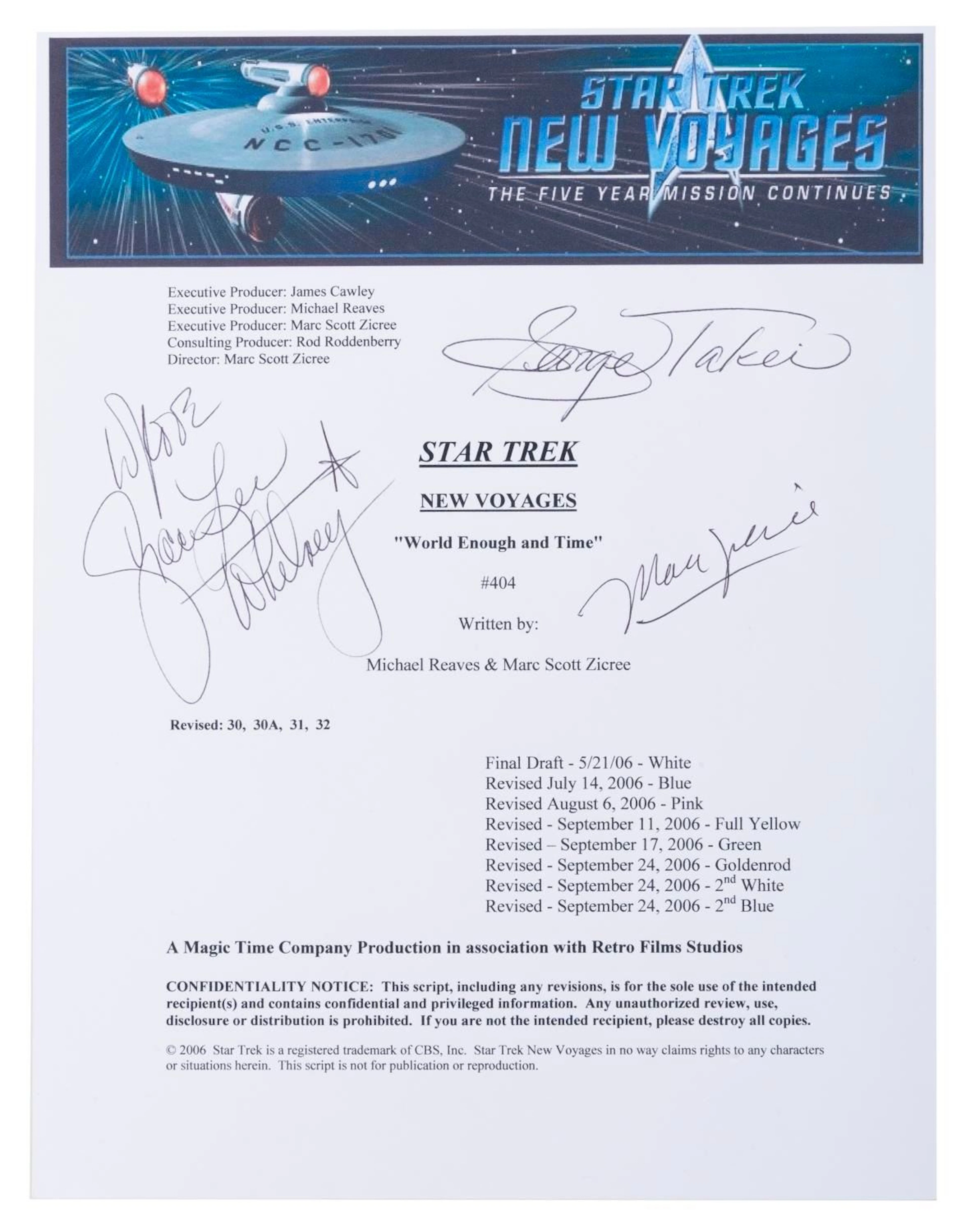 A Multi-Signed “Star Trek: New Voyages” Script Cover.