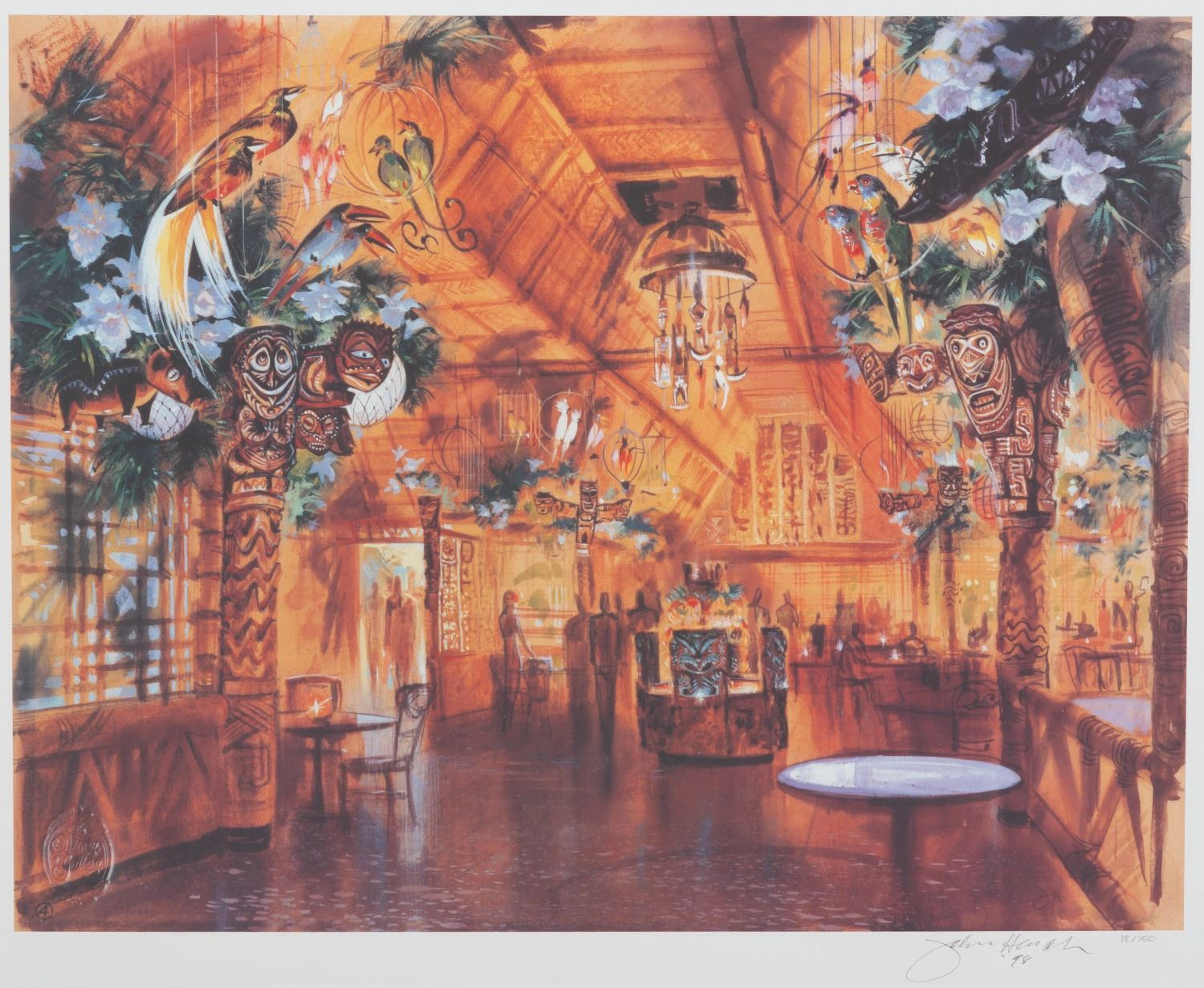 A John Hench Enchanted Tiki Room Concept Art Lithograph.