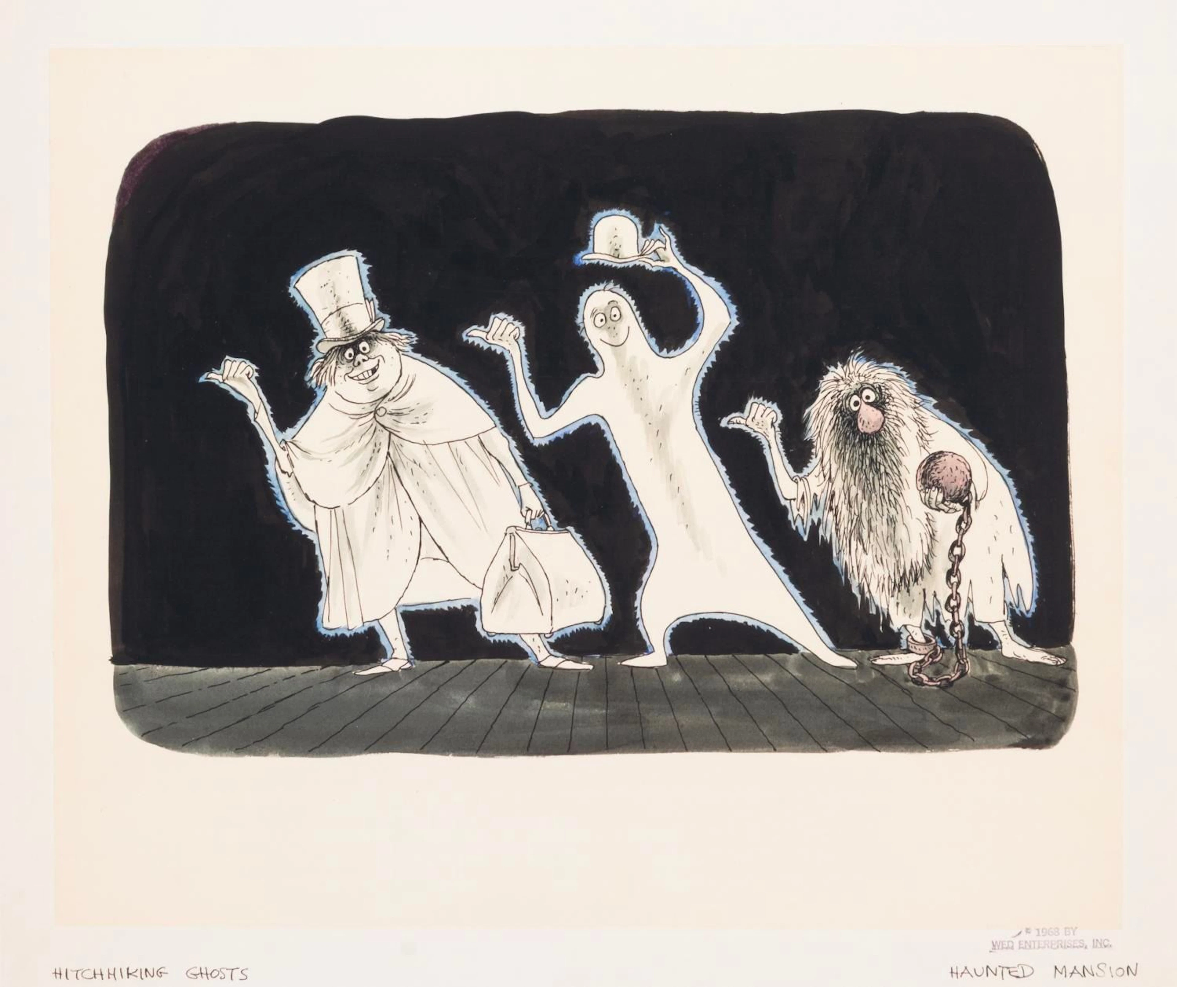 A Haunted Mansion Hitchhiking Ghosts Concept Print.